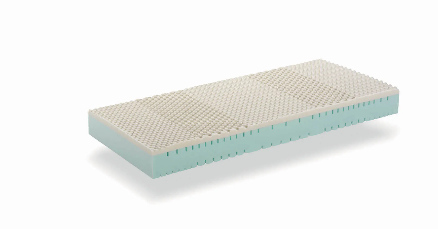 Interno del materasso Active Samoa con Memory Foam bugnato sopra e Acqua Foam forato sotto