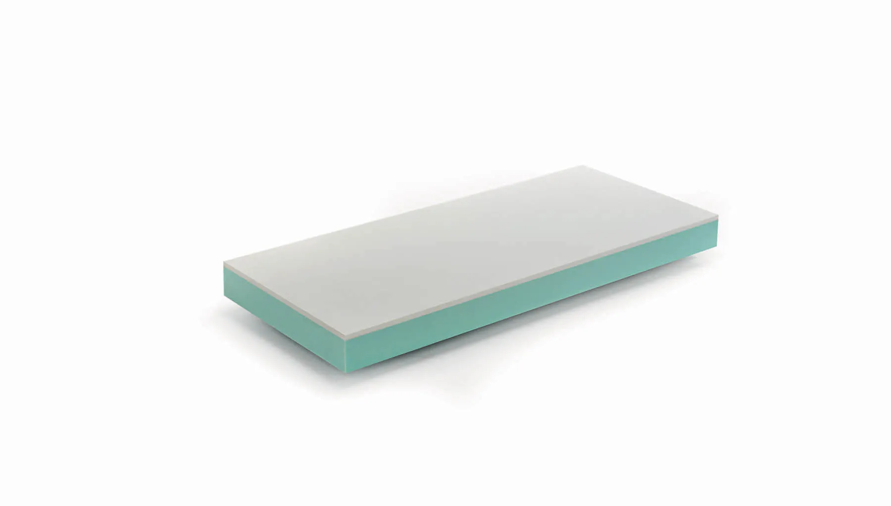 Strati del materasso Mabel Memory Samoa: Acqua Foam verde acqua e Memory Foam grigio, su fondo bianco