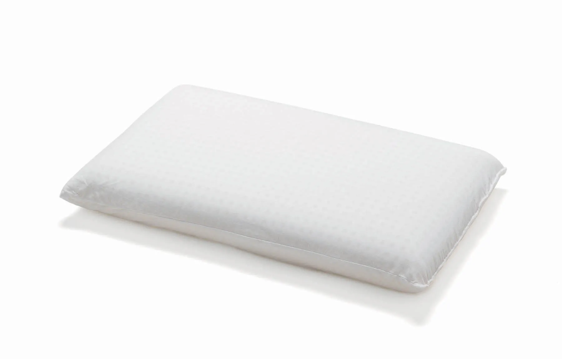 Guanciale Brioni Samoa in Memory Foam con rivestimento bianco, su fondo bianco