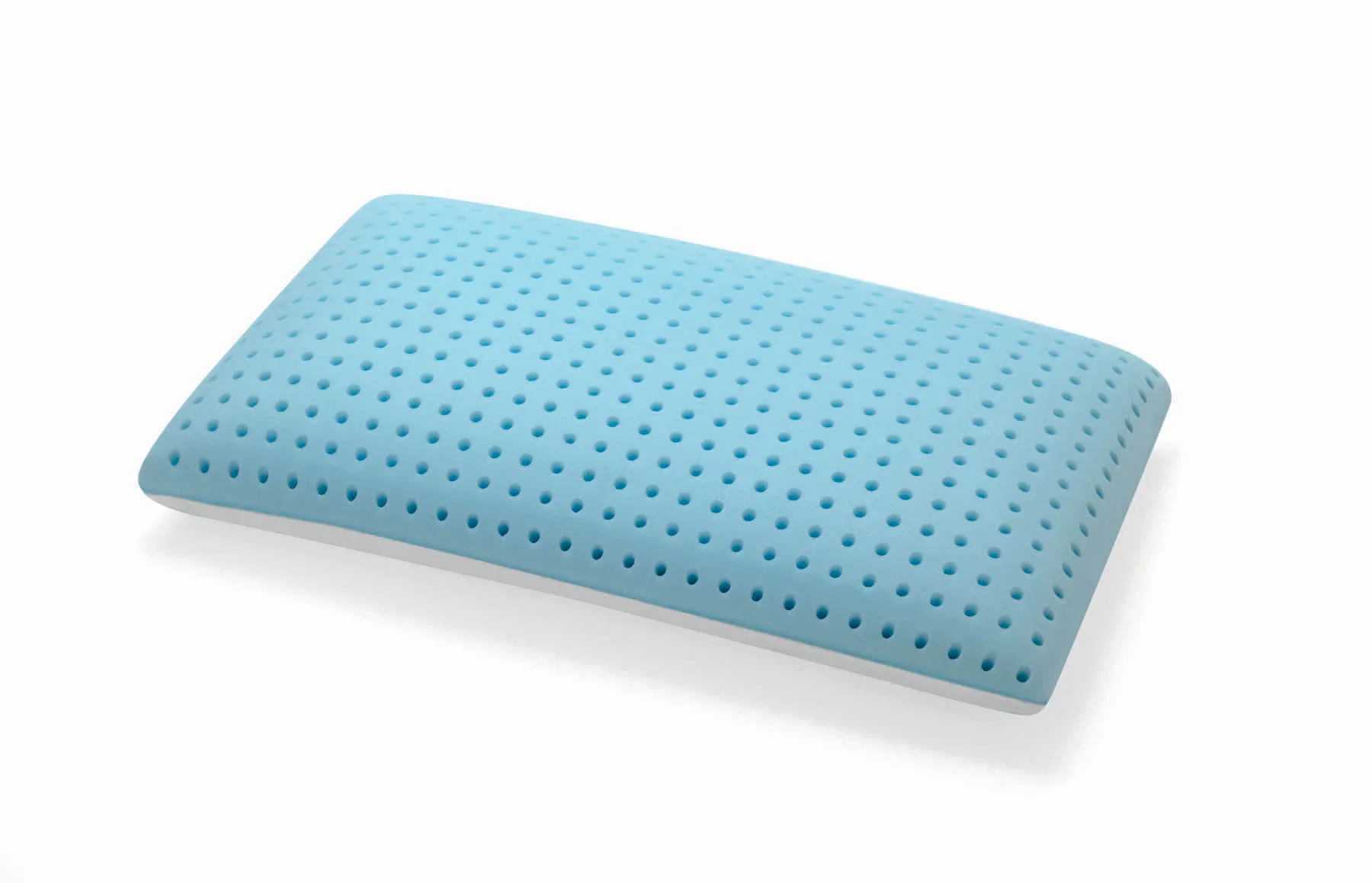 Guanciale Ares Samoa in Memory Foam forato, lato azzurro, su fondo bianco