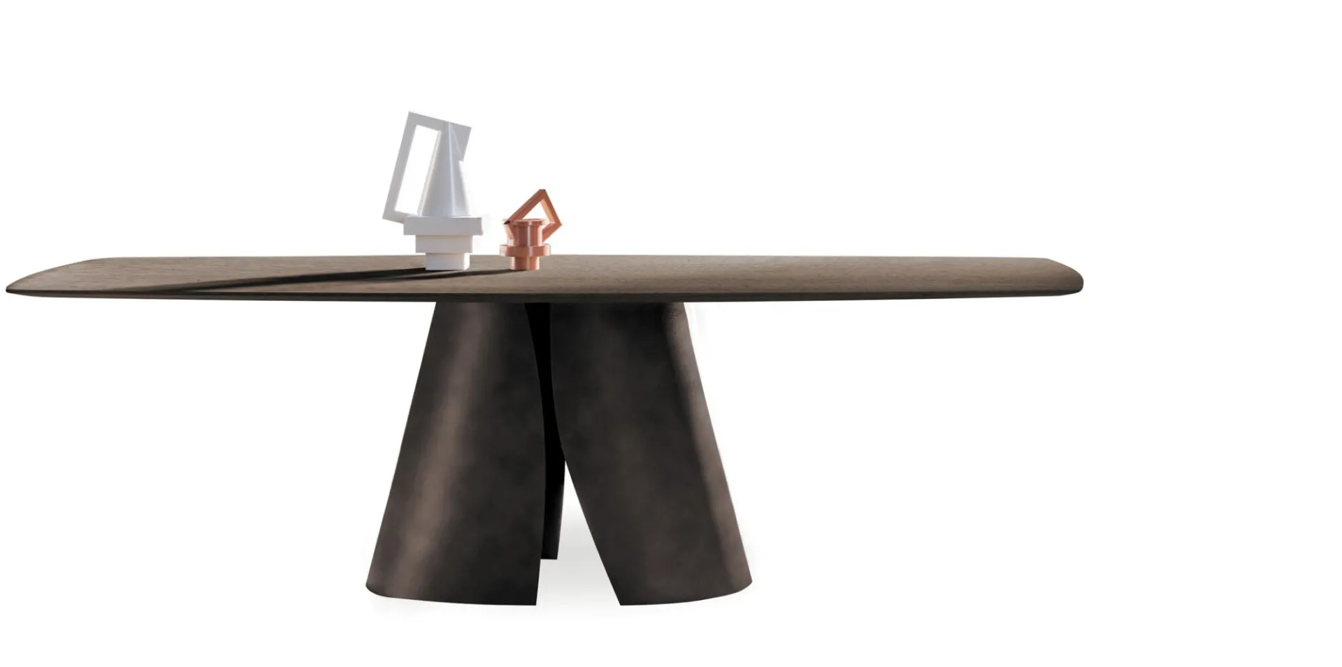 Tavolo Manhattan Barrel Devina Nais con base Shell su fondo bianco