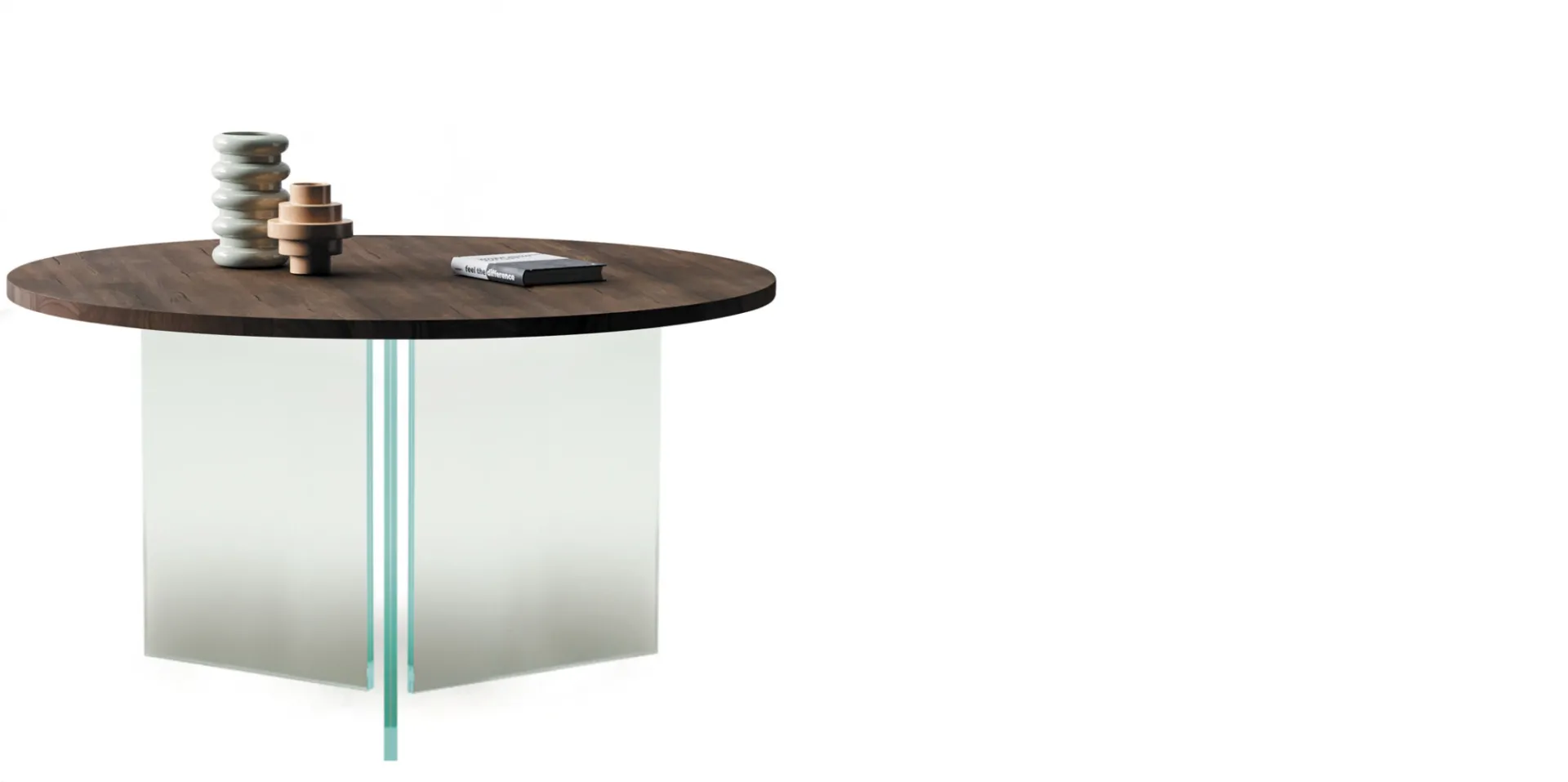 Tavolo Smart Ring Devina Nais con base Wall Y su fondo bianco