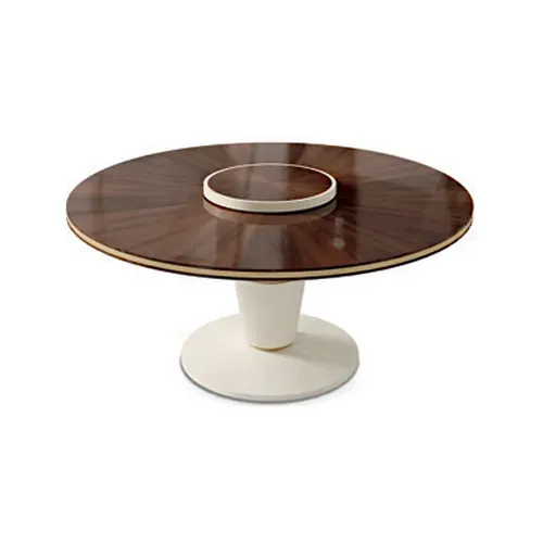 Tavolo rotondo Ellipse Francesco Pasi con lazy Susan al centro, foto scontornata