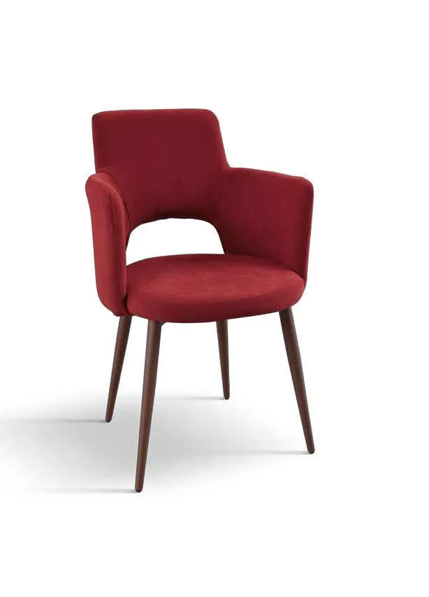 Sedia con braccioli Icon 2.4 Imba imbottita rossa su gambe in legno
