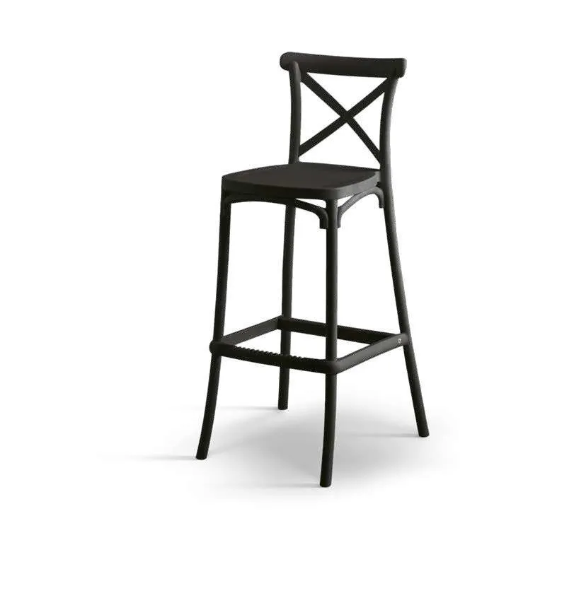Sgabello Icon 2.4 Imba nero con schienale a croce