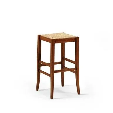 Sgabello alto Trend Style Imba tinto noce con fondino in paglia