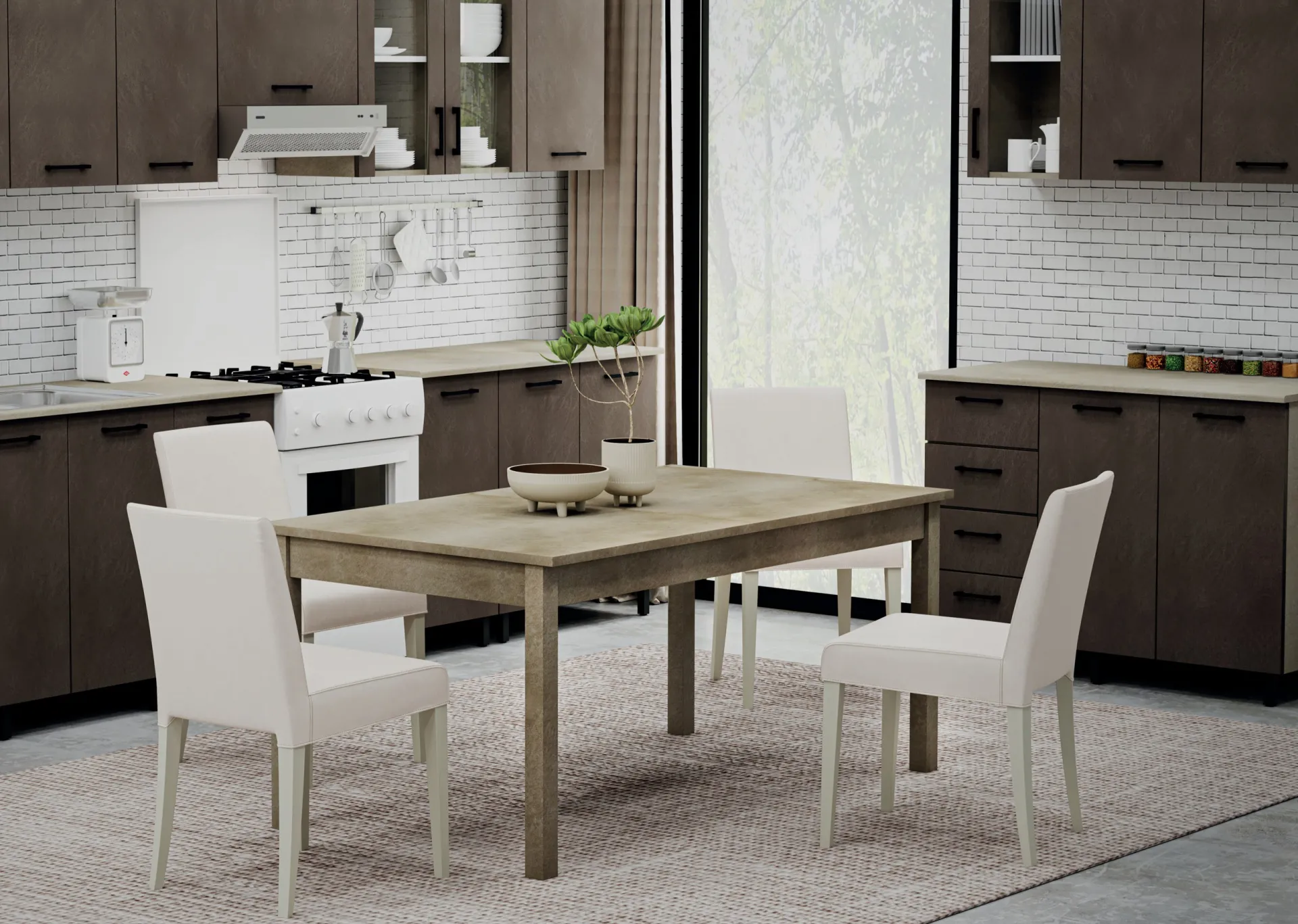Tavolo Firenze Style Project Imba rettangolare in legno in un ambiente cucina