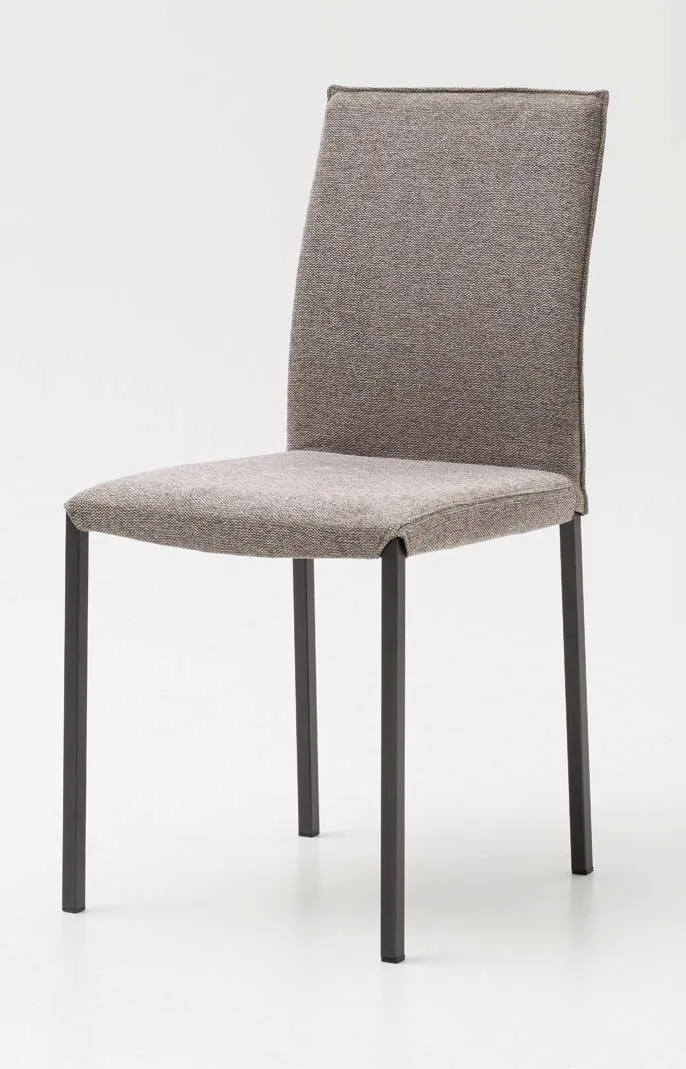 Sedia imbottita Miami La Primavera in tessuto grigio con gambe scure