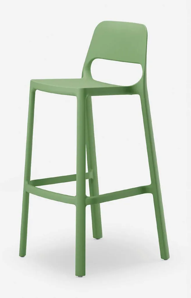 Sgabello Lima La Primavera verde chiaro con schienale aperto