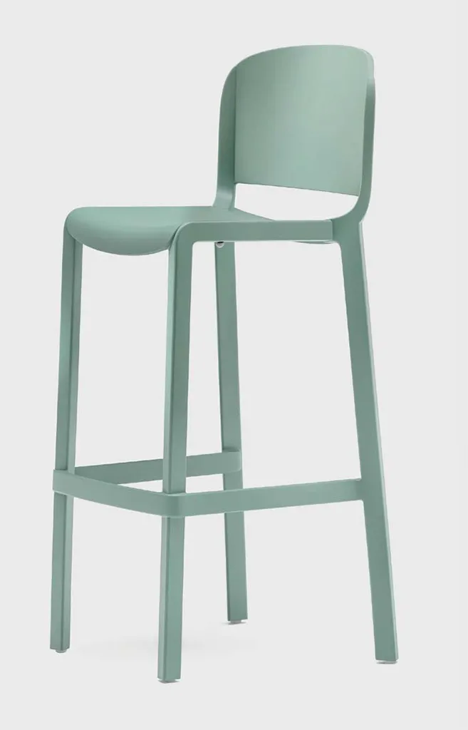 Sgabello Dome La Primavera color salvia con schienale pieno