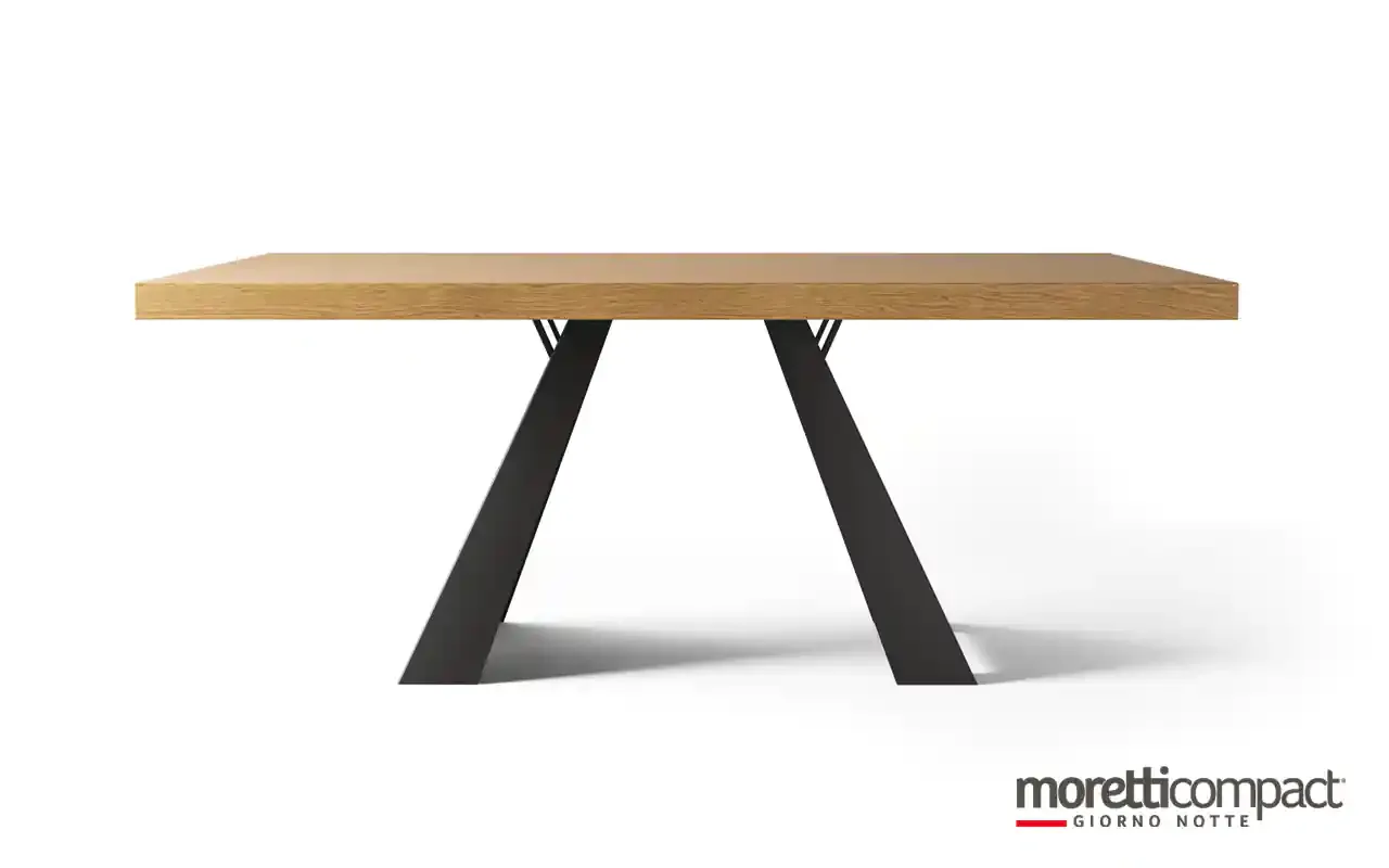 Tavolo fisso Kosmos TV102 Moretti Compact con piano in rovere e gambe in metallo antracite