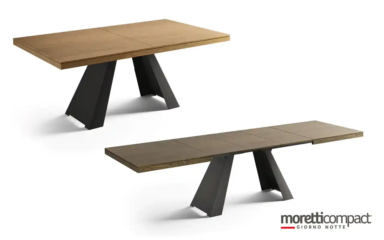 Tavolo allungabile Kosmos TV101 Moretti Compact in rovere con basamento in metallo antracite
