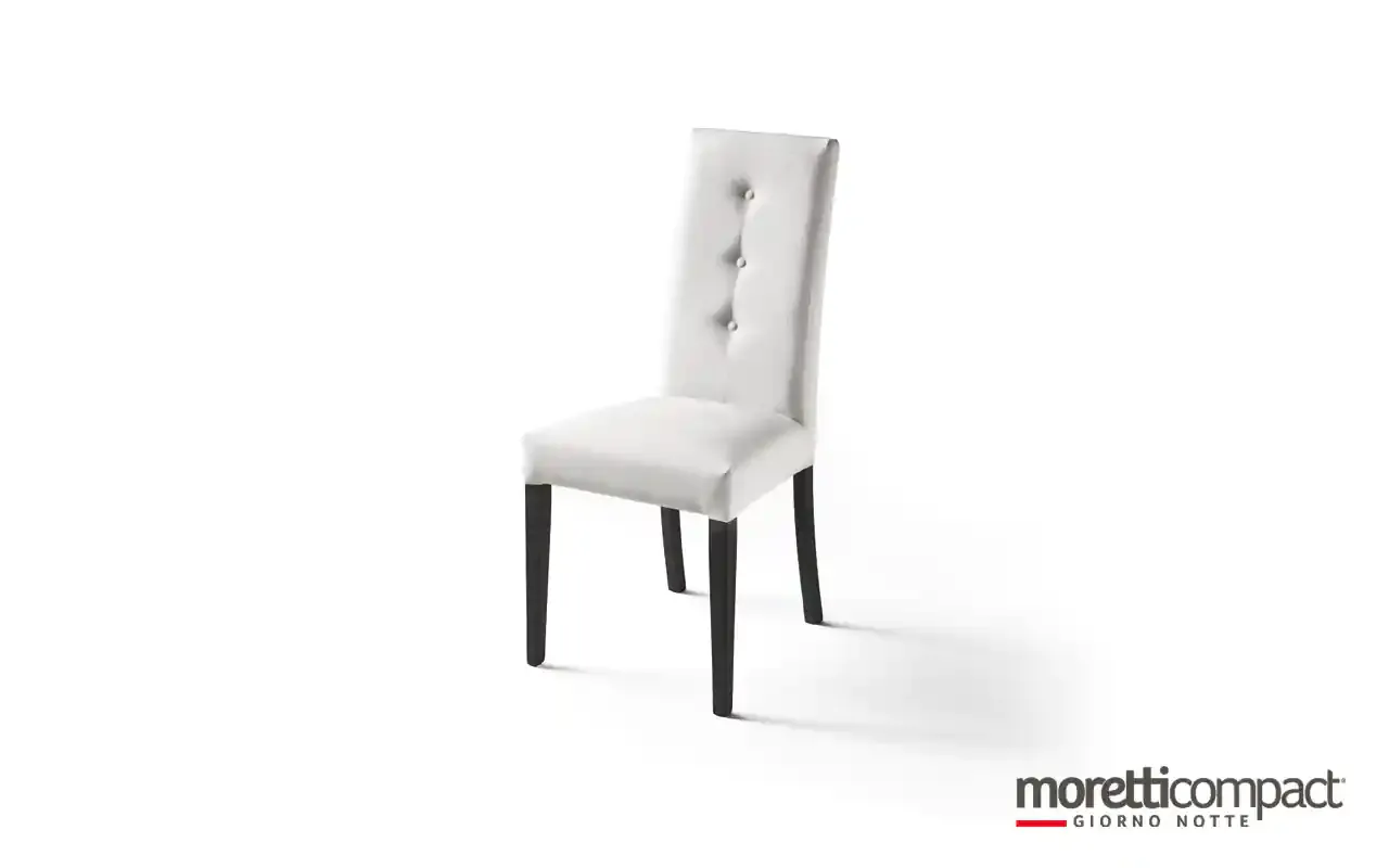 Sedia imbottita Kosmos SD202 Moretti Compact con schienale a bottoni in ecopelle bianca