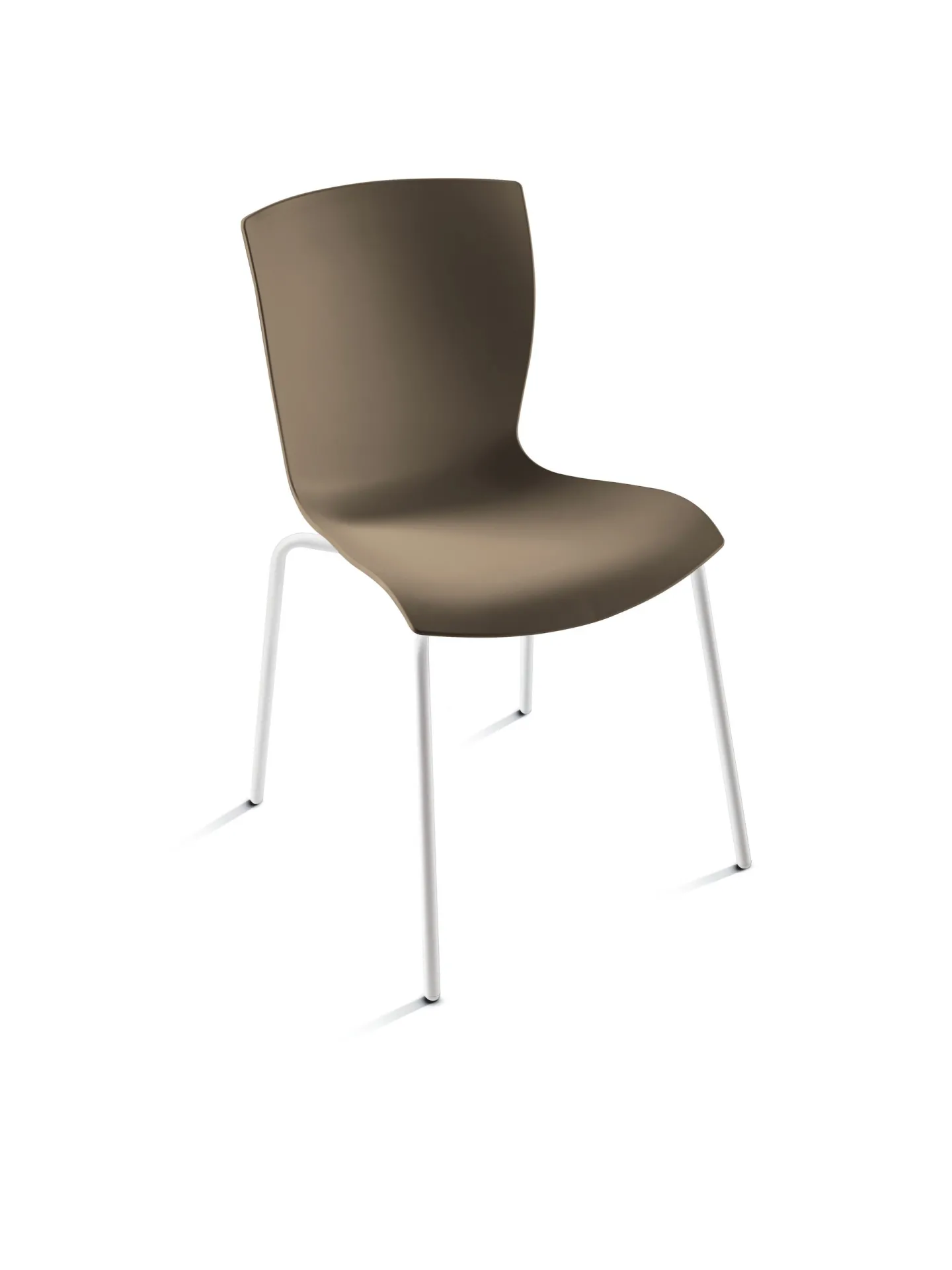 Sedia Chatty Scavolini tortora con gambe cromate su fondo bianco