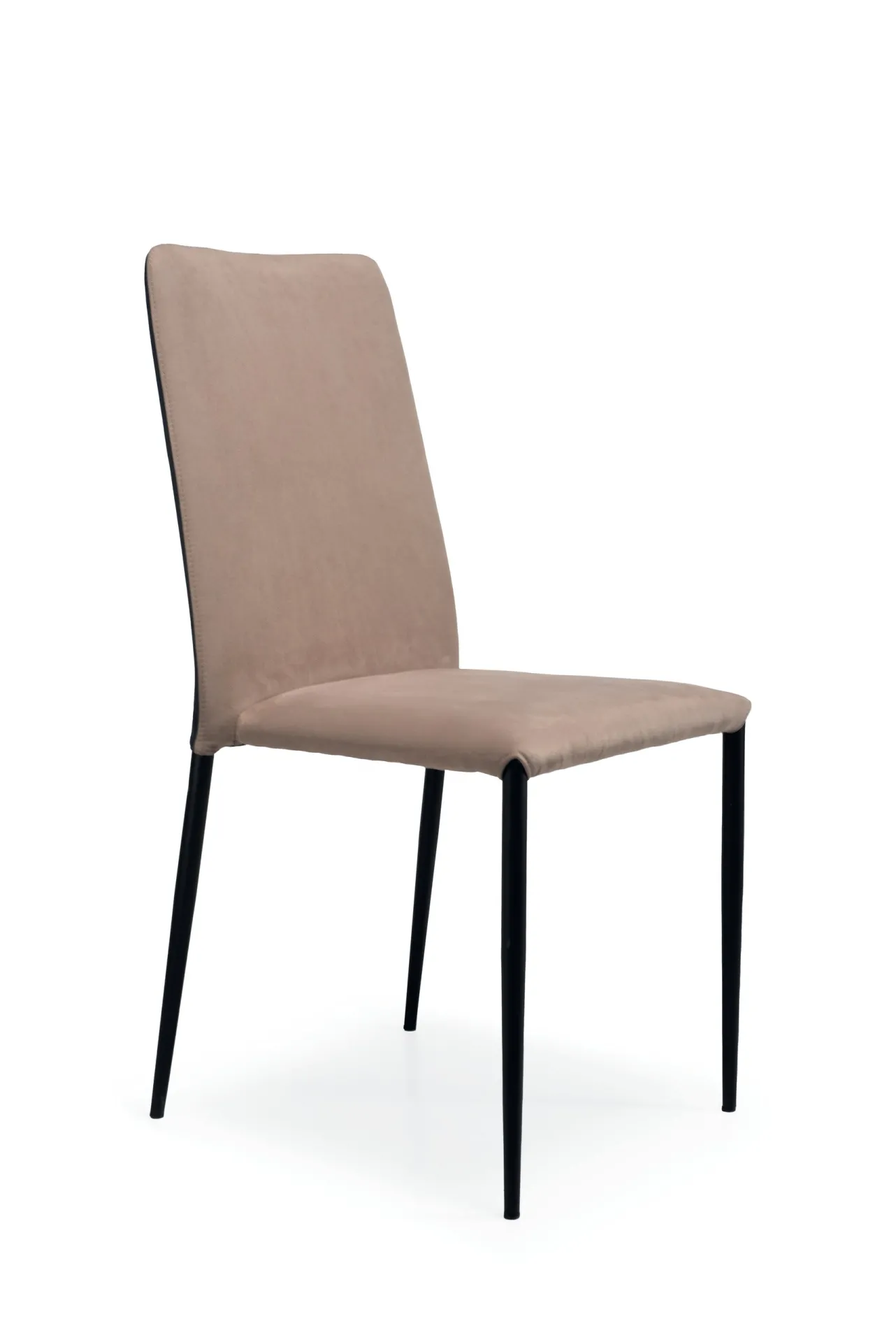 Sedia Cloe Flex Scavolini rosa antico con gambe nere, vista di tre quarti