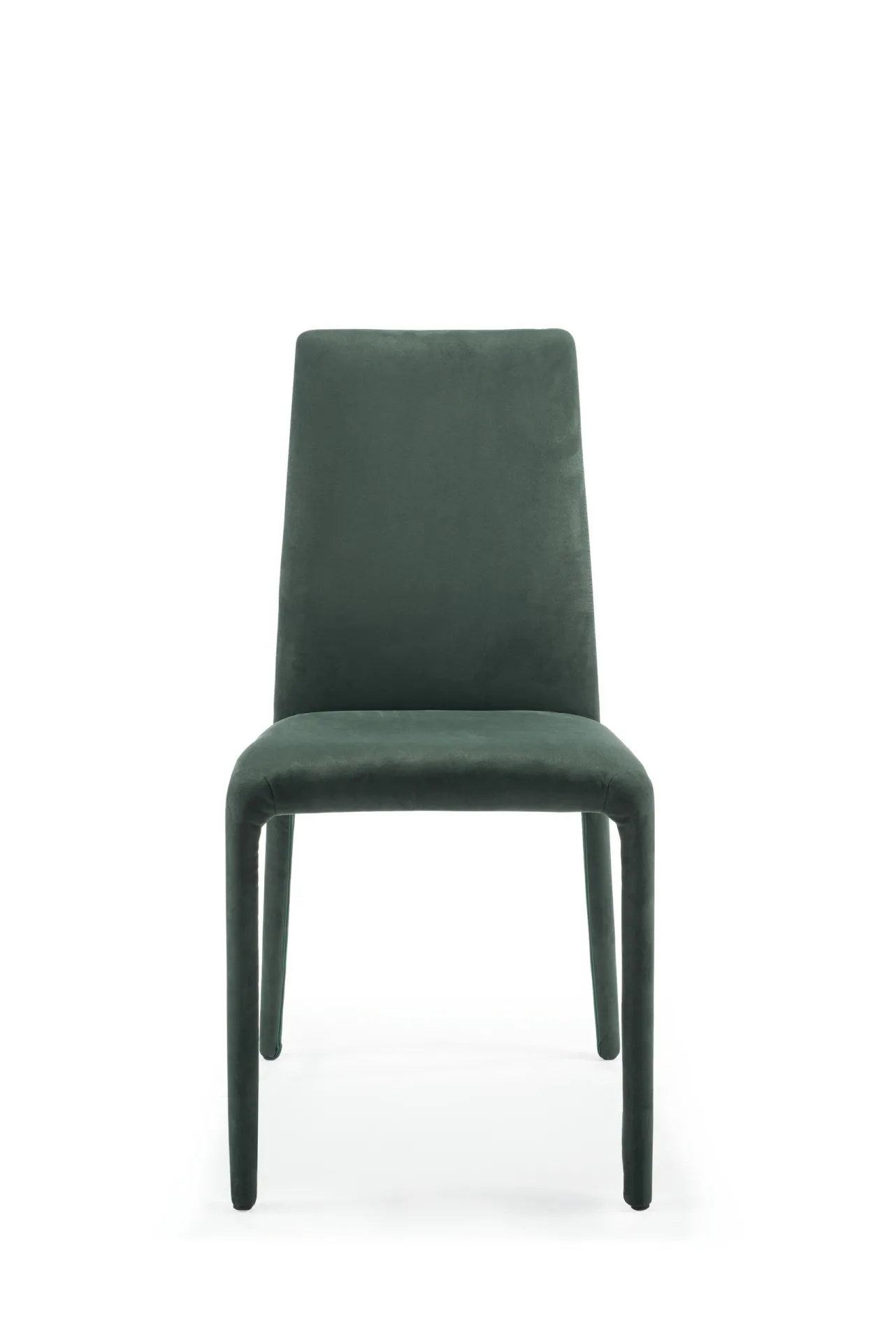 Sedia Coat Scavolini verde vista di fronte, con gambe rivestite