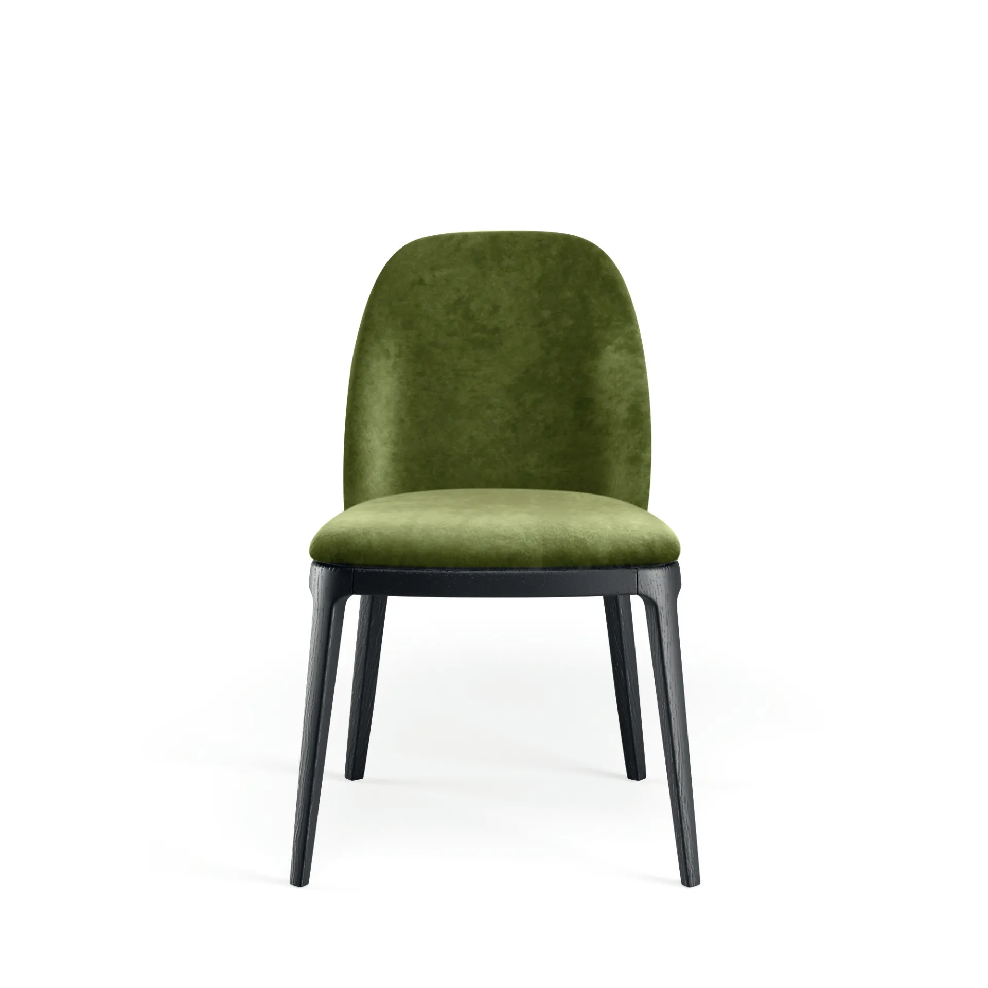 Sedia Egg Scavolini verde vista di fronte, con lo schienale ovale