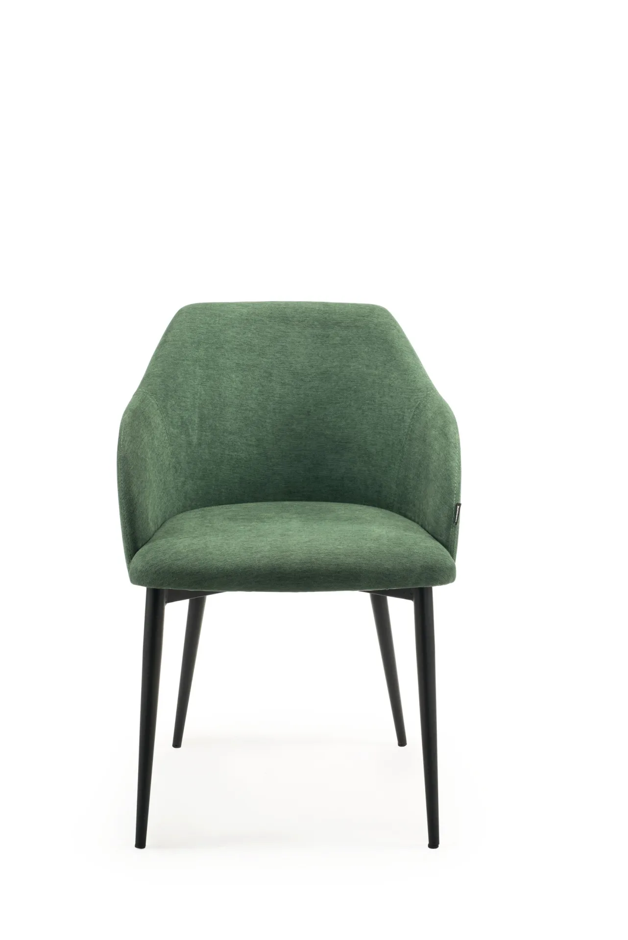 Sedia Era Scavolini verde vista di fronte, con la scocca a pozzetto