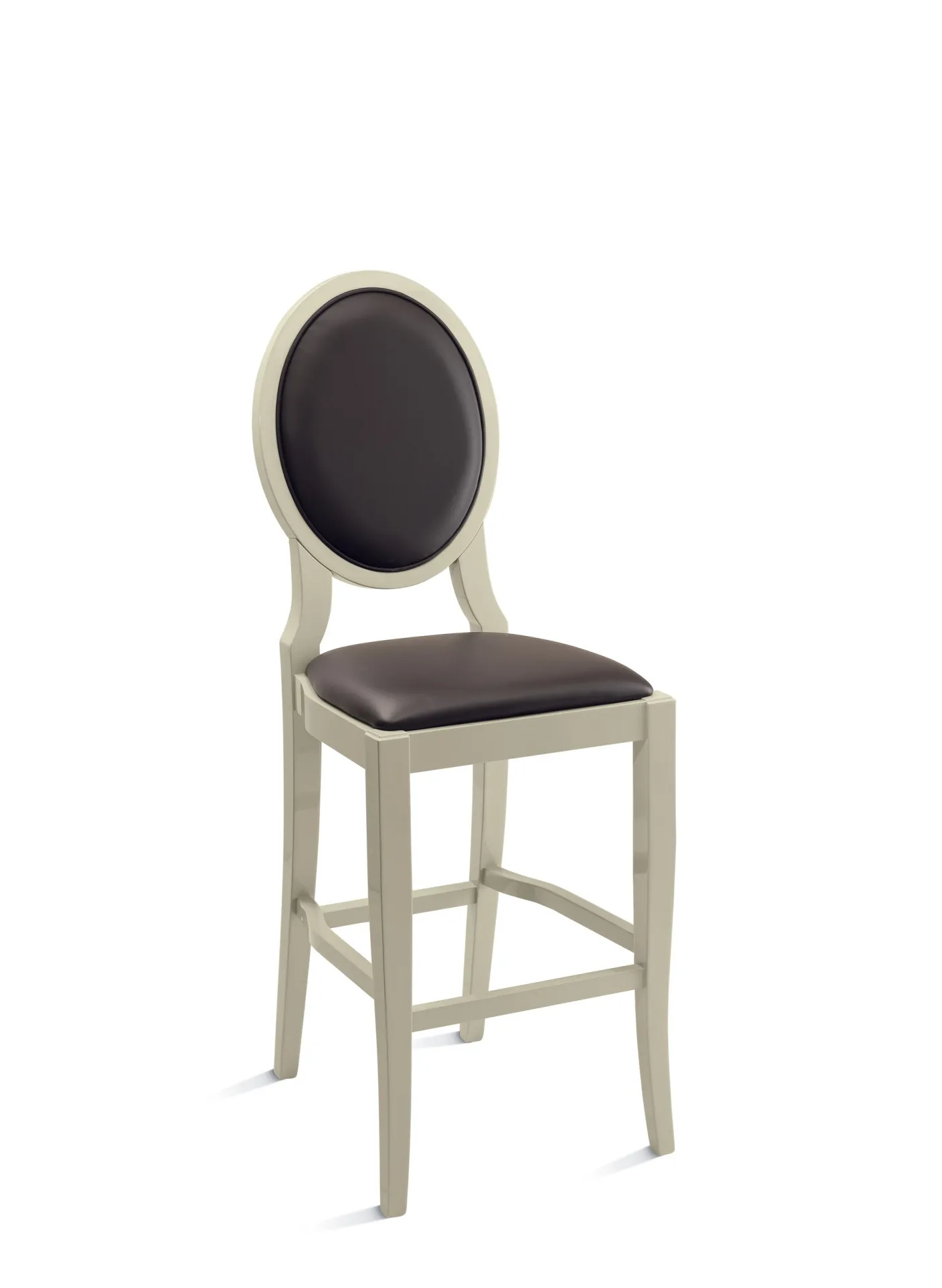 Sgabello Exclusiva Scavolini con medaglione scuro su fondo bianco