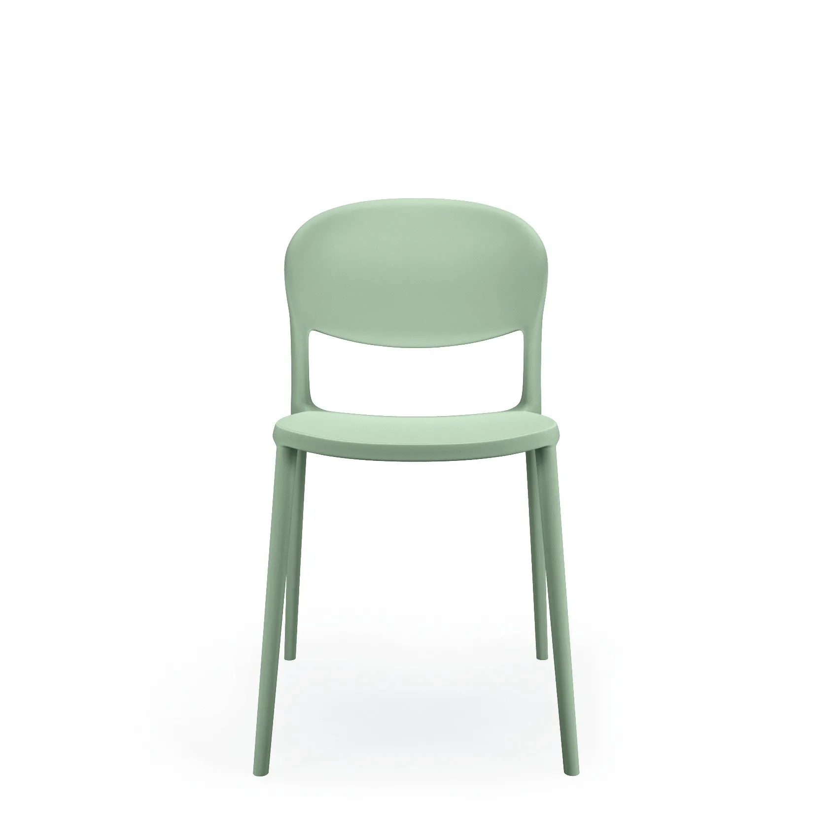 Sedia House Scavolini verde salvia vista di fronte su fondo bianco