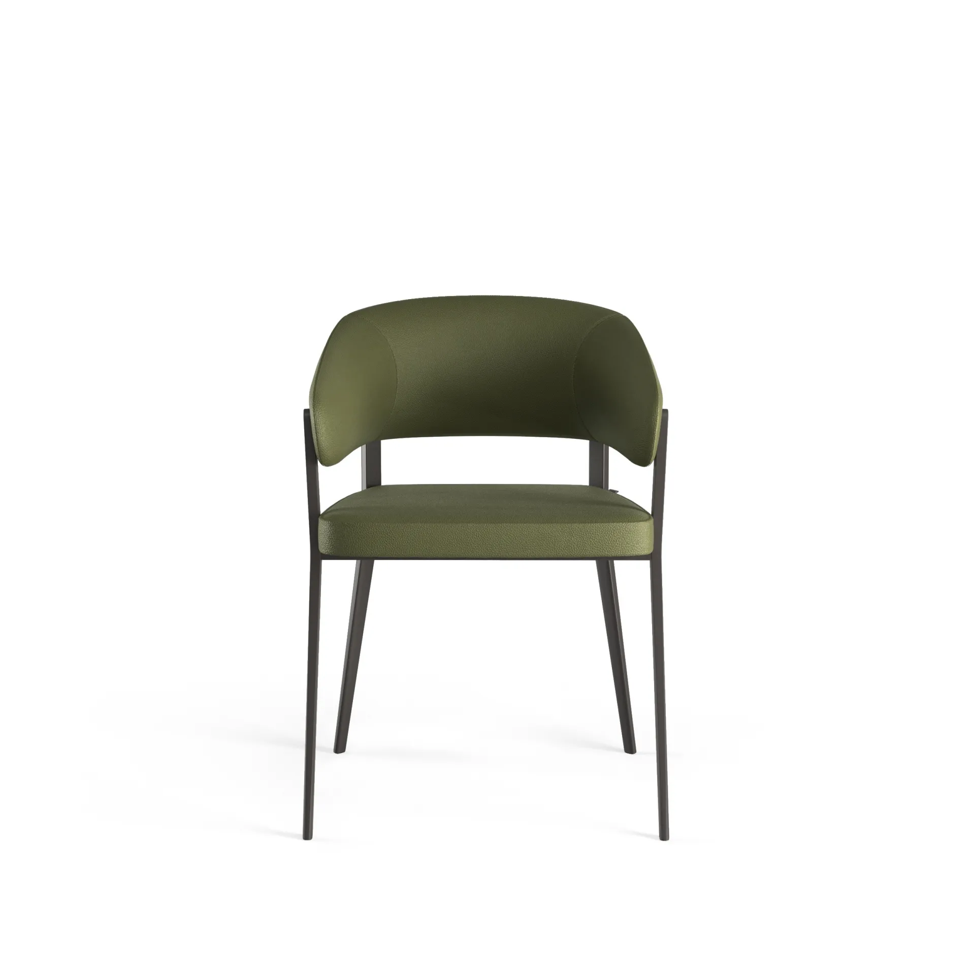 Sedia Hug Scavolini verde oliva vista di fronte su fondo bianco