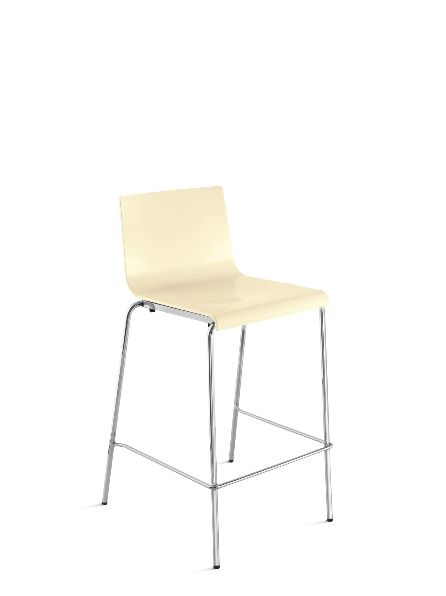 Sgabello Kuadra 1112 Scavolini avorio con struttura cromata su fondo bianco