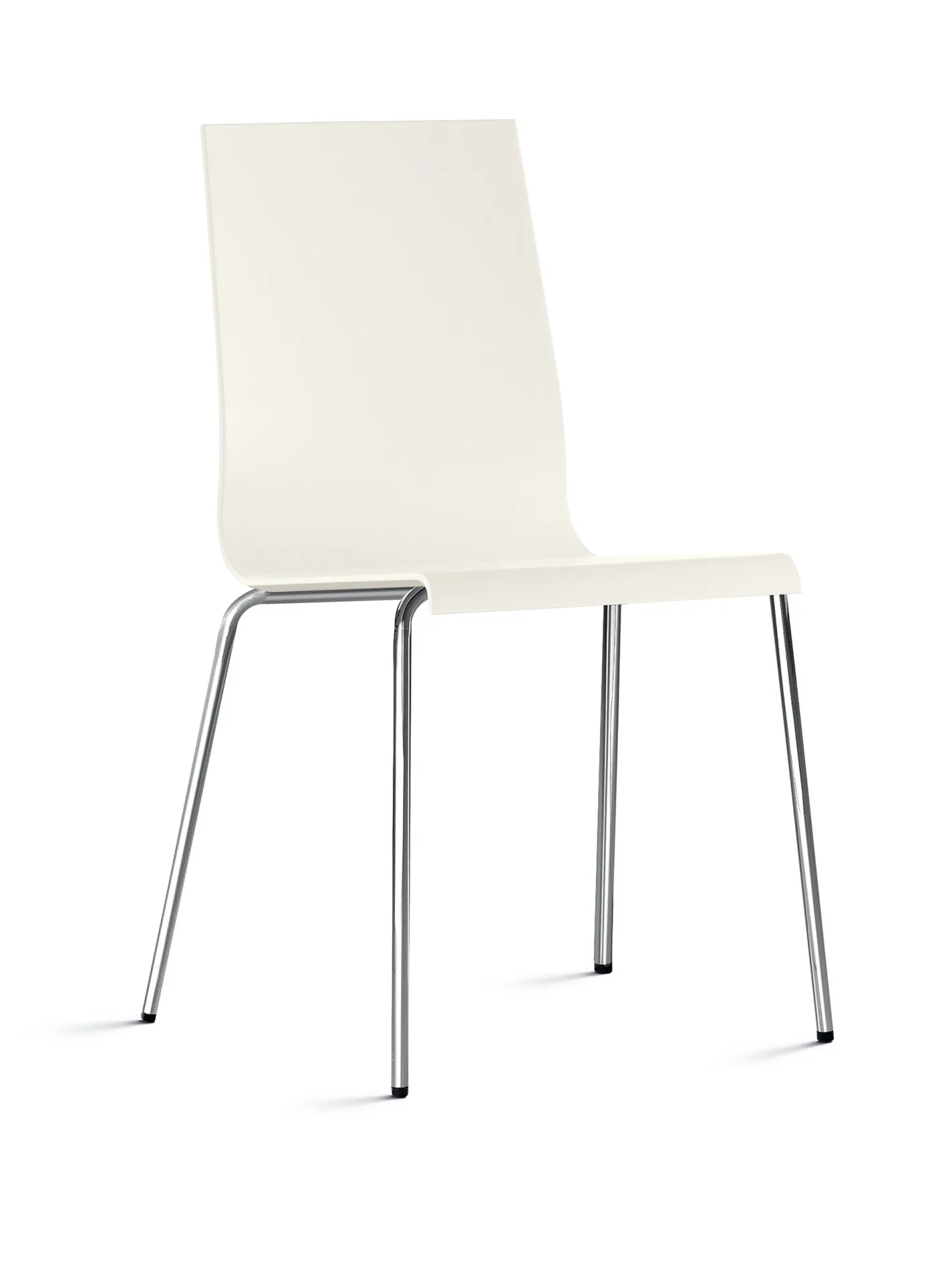 Sedia Kuadra 1151 Scavolini bianca con gambe cromate su fondo bianco