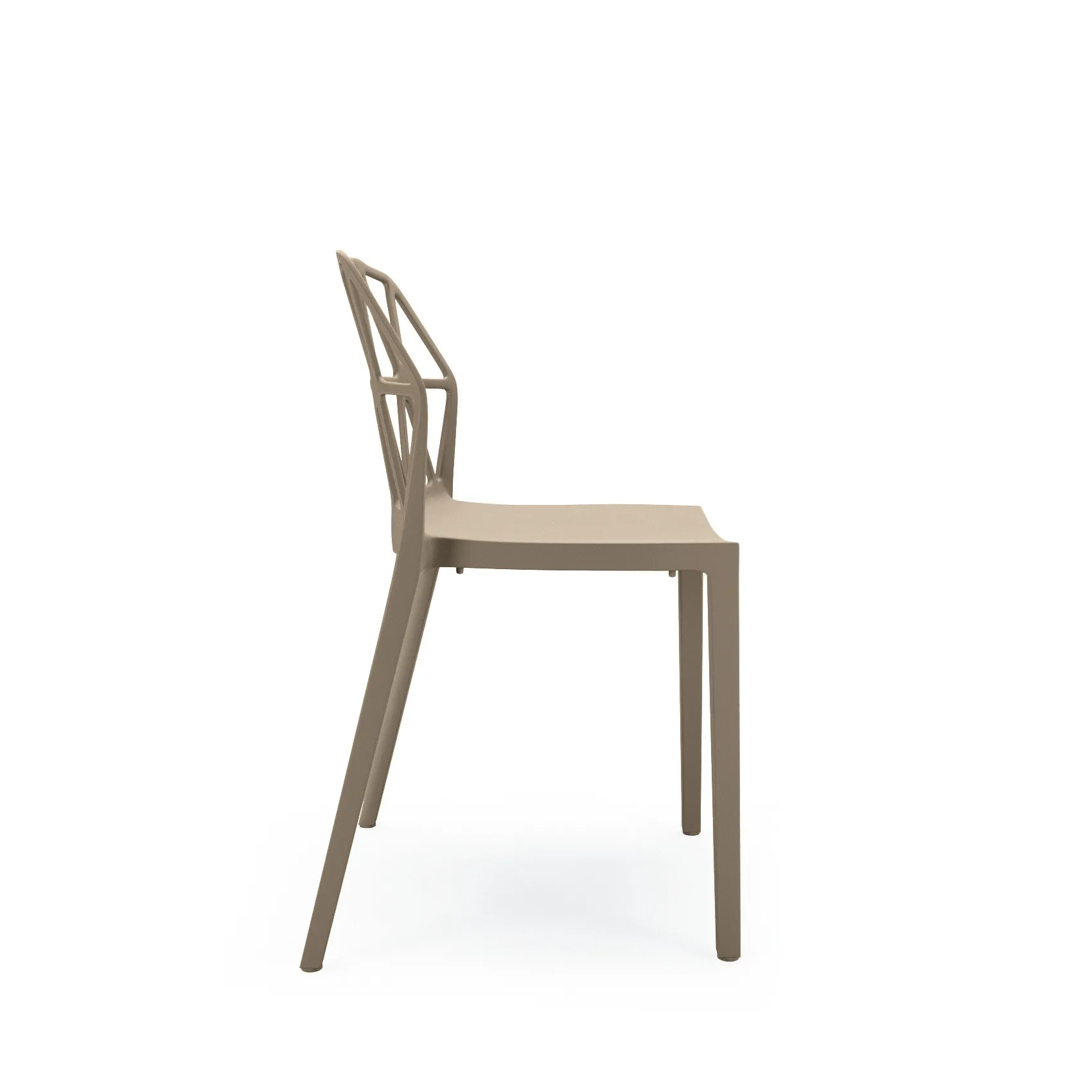 Sedia Polygon Scavolini color tortora di profilo su fondo bianco