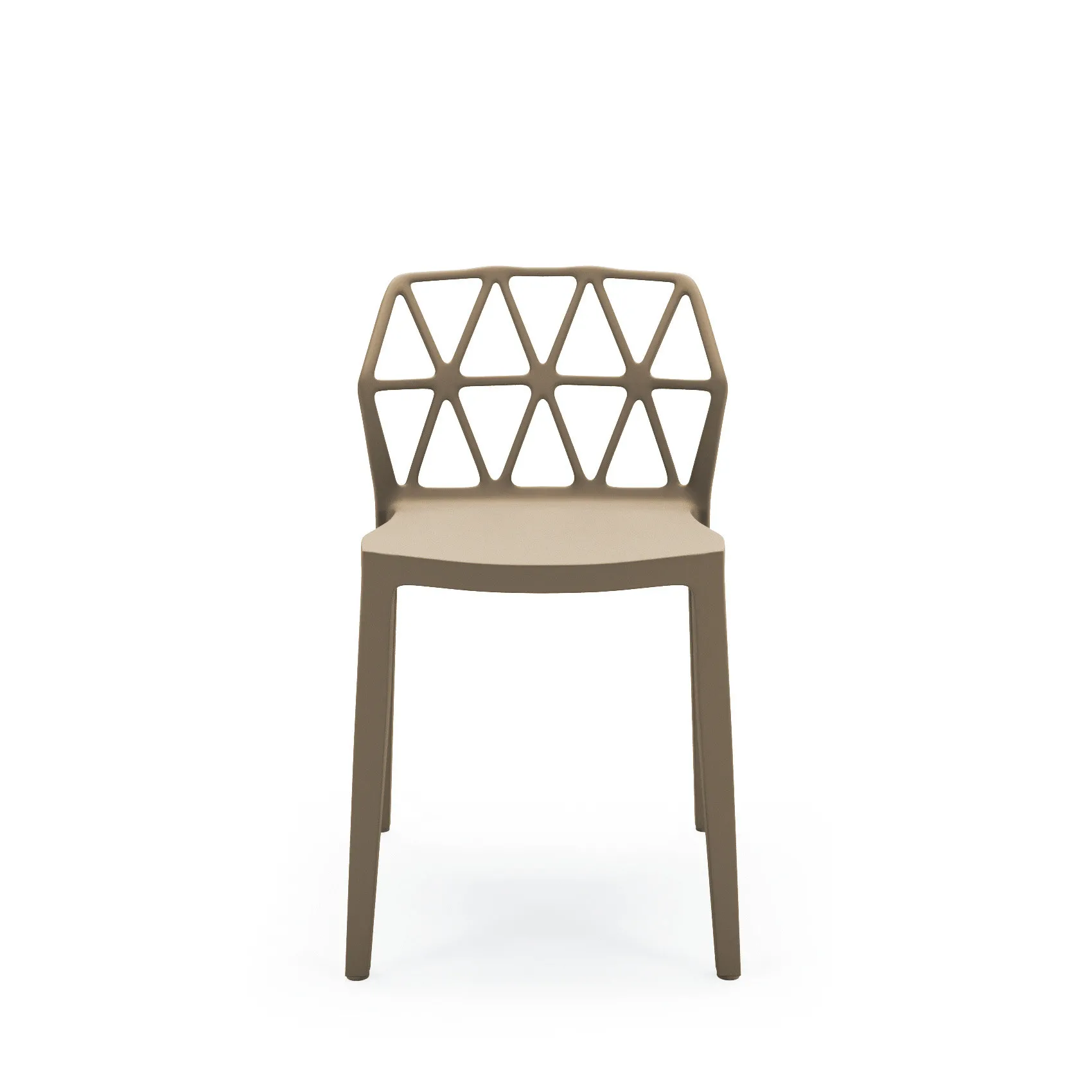 Sedia Polygon Scavolini color tortora vista di fronte con schienale geometrico
