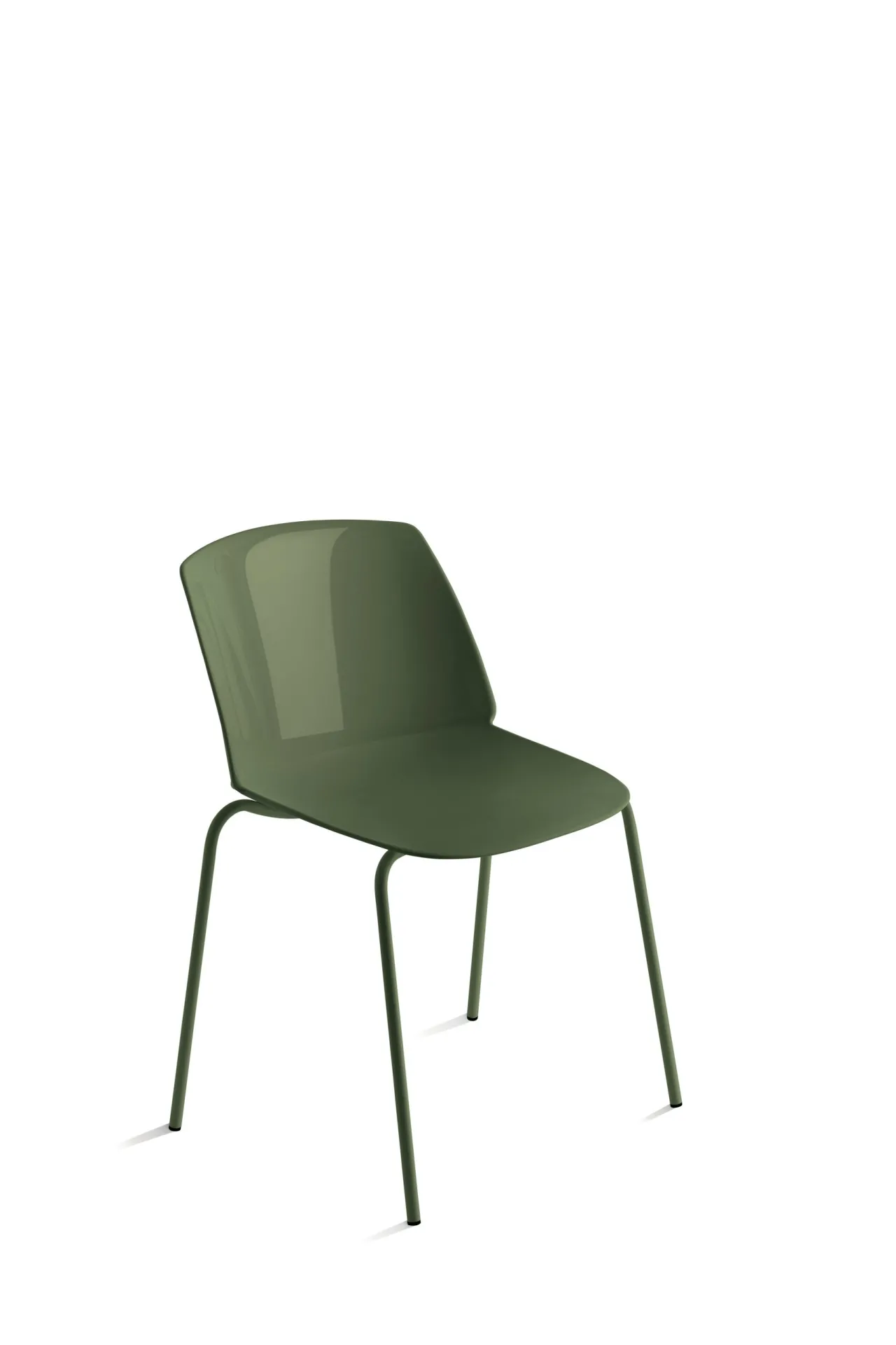 Sedia Sixties Scavolini verde oliva su fondo bianco