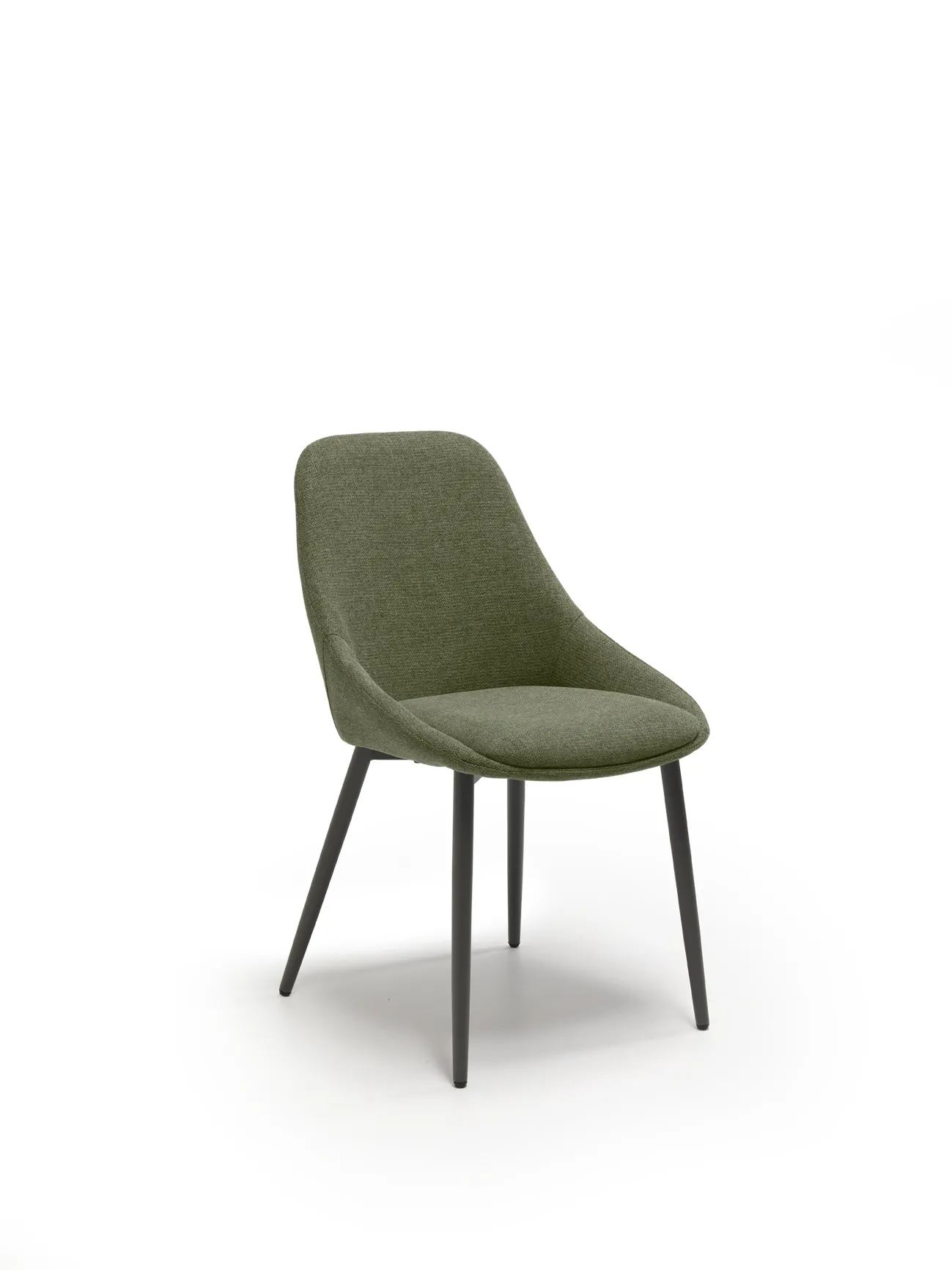 Sedia Kira Stones verde con gambe antracite vista di lato