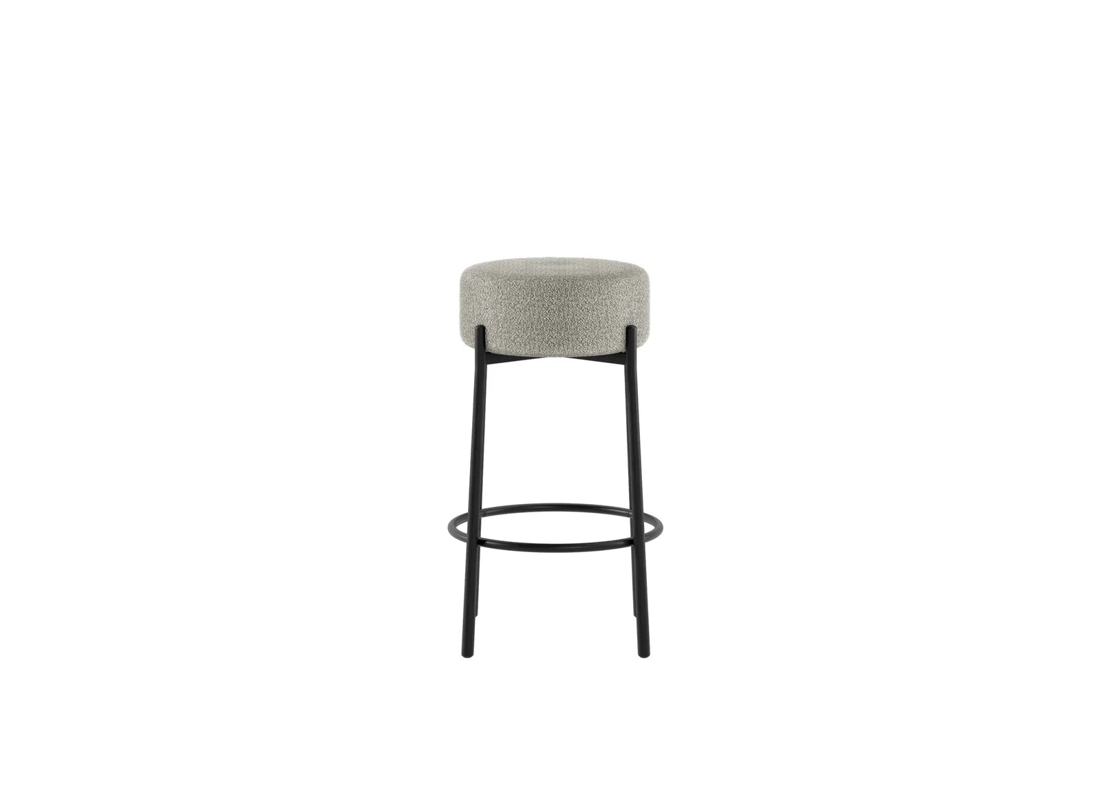 Sgabello Syd Stones grigio chiaro con struttura nera su fondo bianco