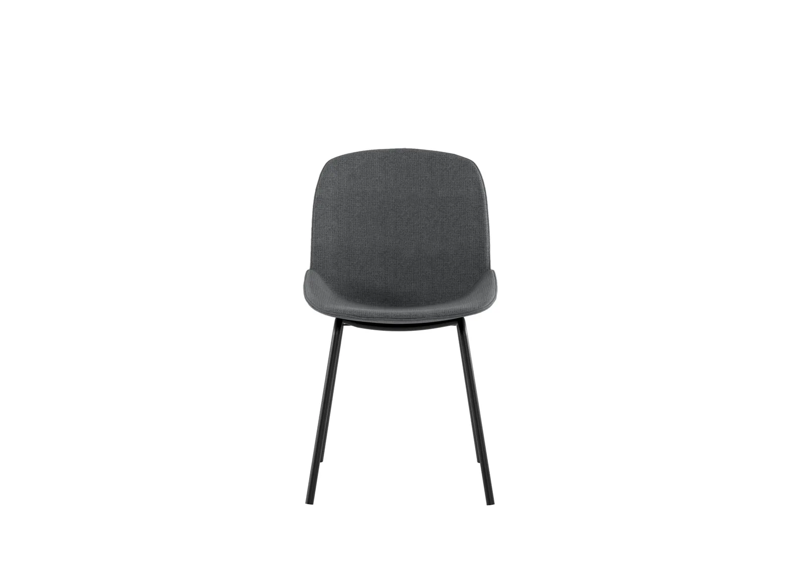 Sedia Eva Stones in tessuto grigio scuro con gambe nere su fondo bianco