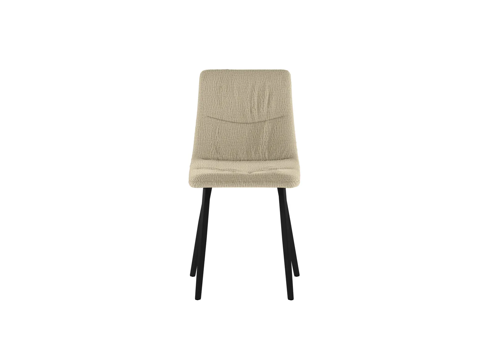 Sedia Ariel Stones in tessuto beige con gambe nere su fondo bianco