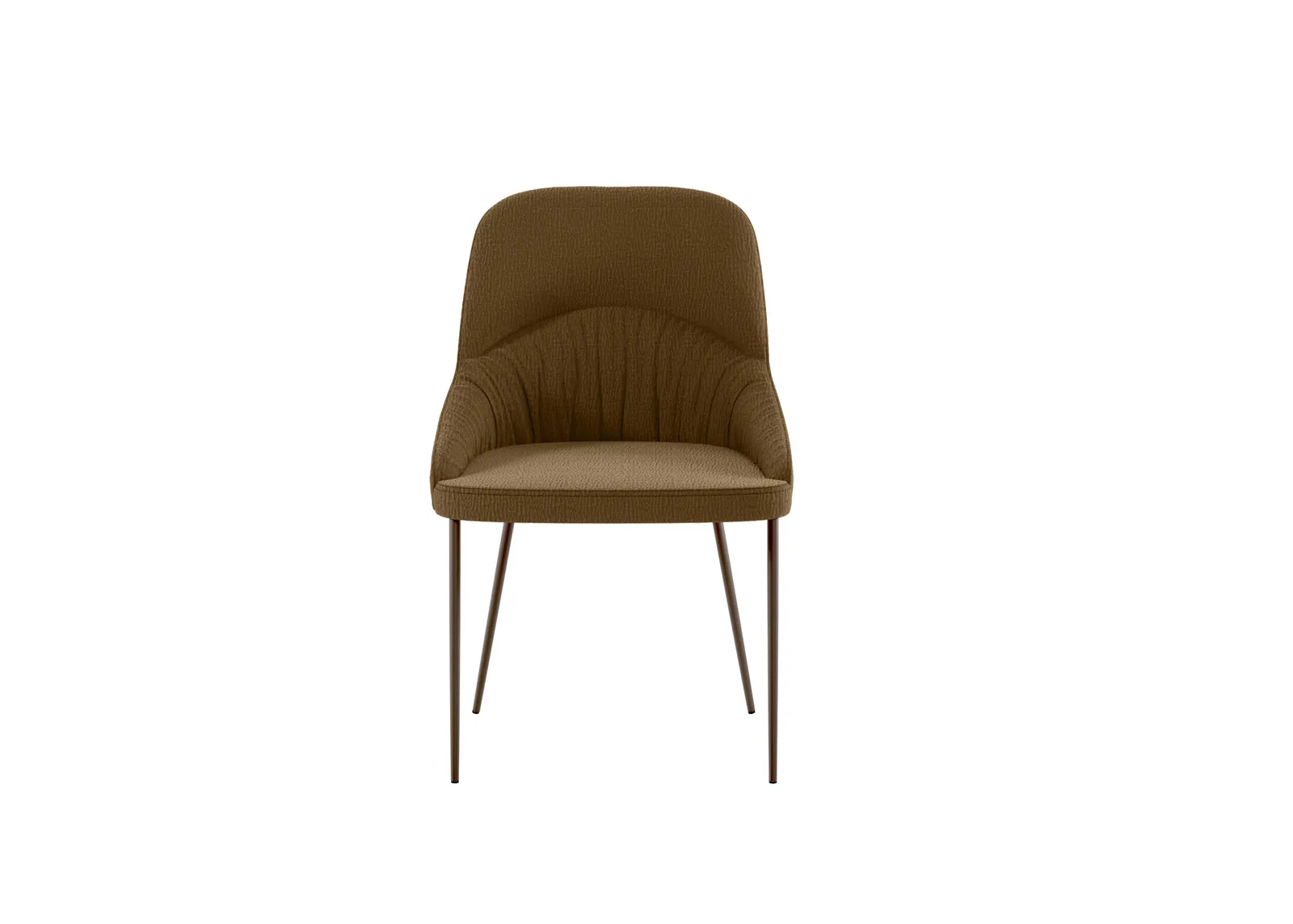 Sedia Ginevra Stones marrone con gambe bronzo su fondo bianco