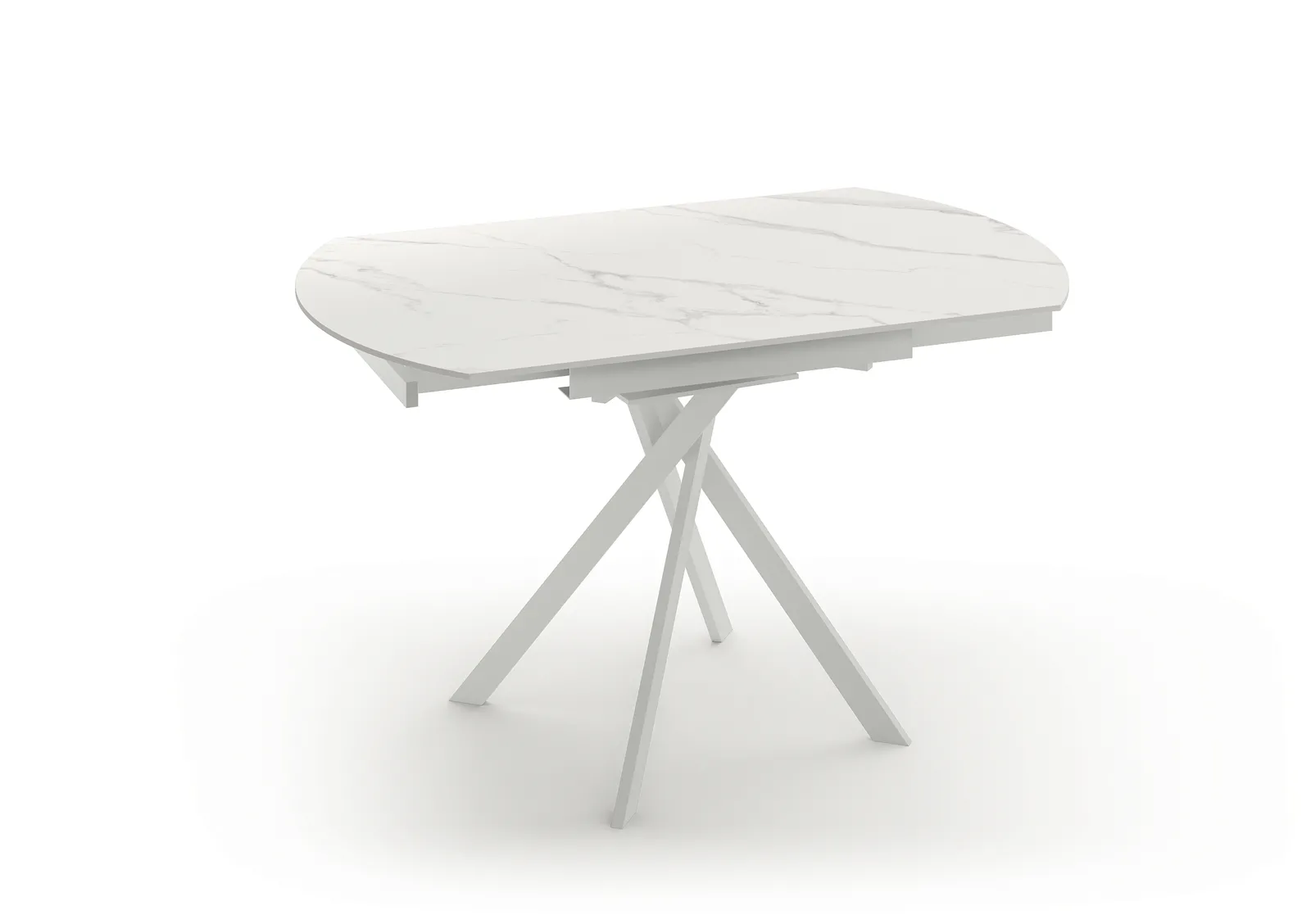 Tavolo Roll Stones bianco con struttura bianca su fondo bianco