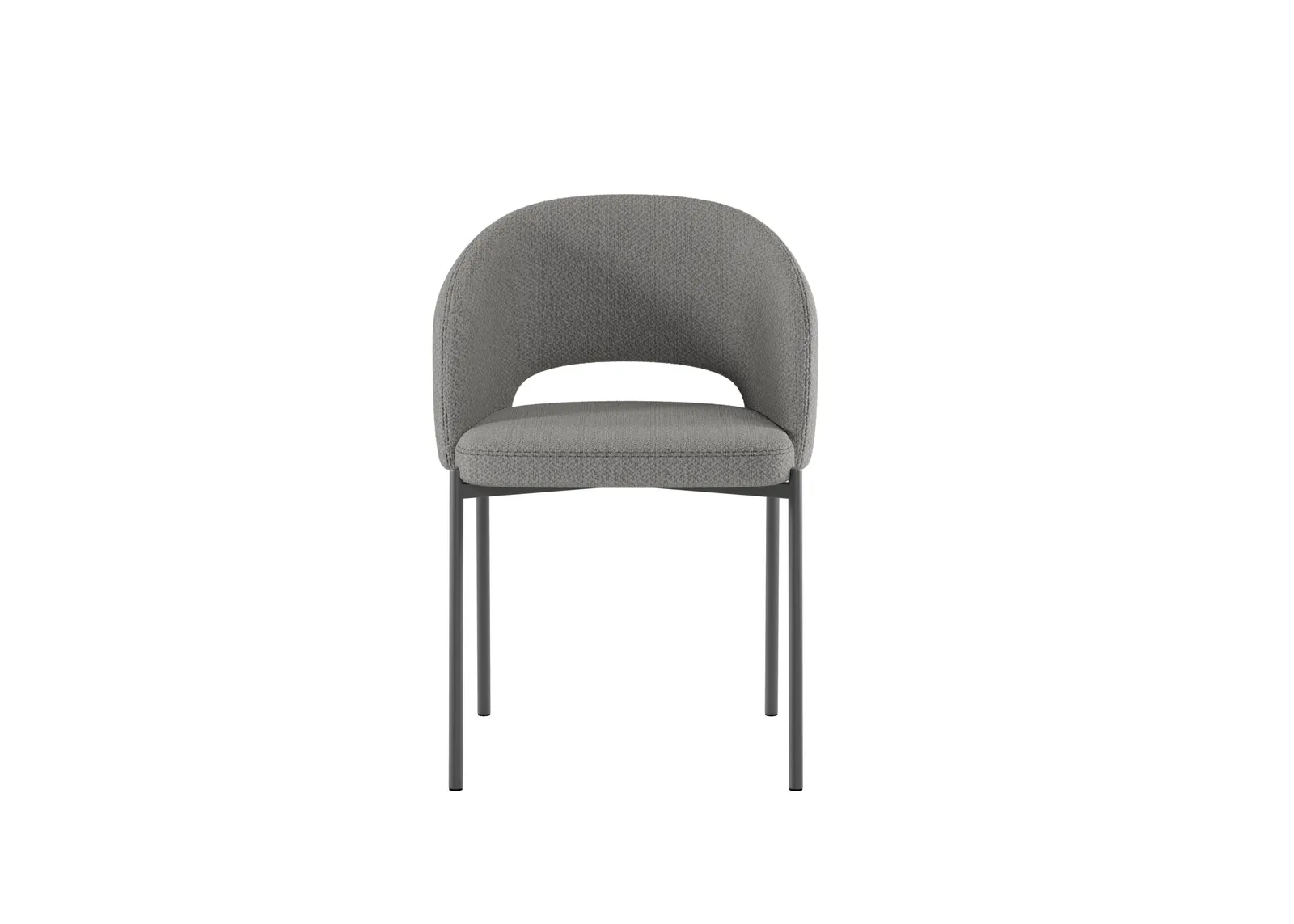 Sedia Greta Stones grigio chiaro con schienale tondo su fondo bianco