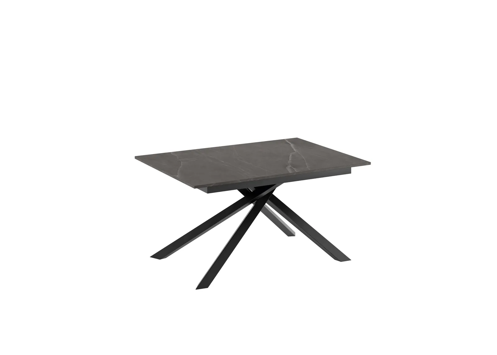 Tavolo Pulse 25 Stones marmo antracite con base nera su fondo bianco