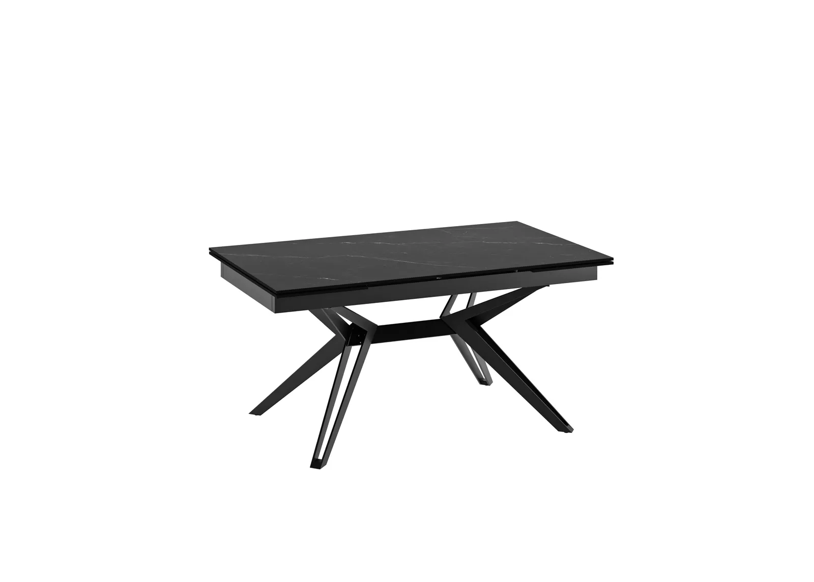 Tavolo Match 3 Stones in ceramica marmo nero su fondo bianco