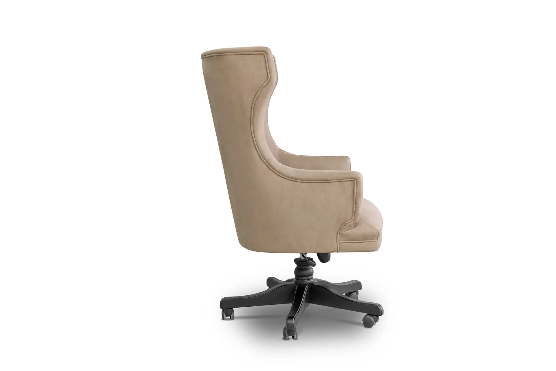 Poltrona presidenziale girevole Tosato 52.21 in velluto beige vista di lato