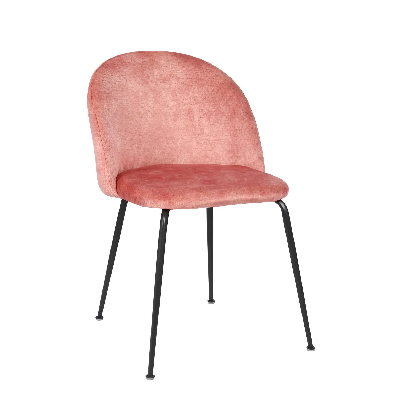 Sedia Calypso Stones in velluto rosa chiaro su fondo bianco