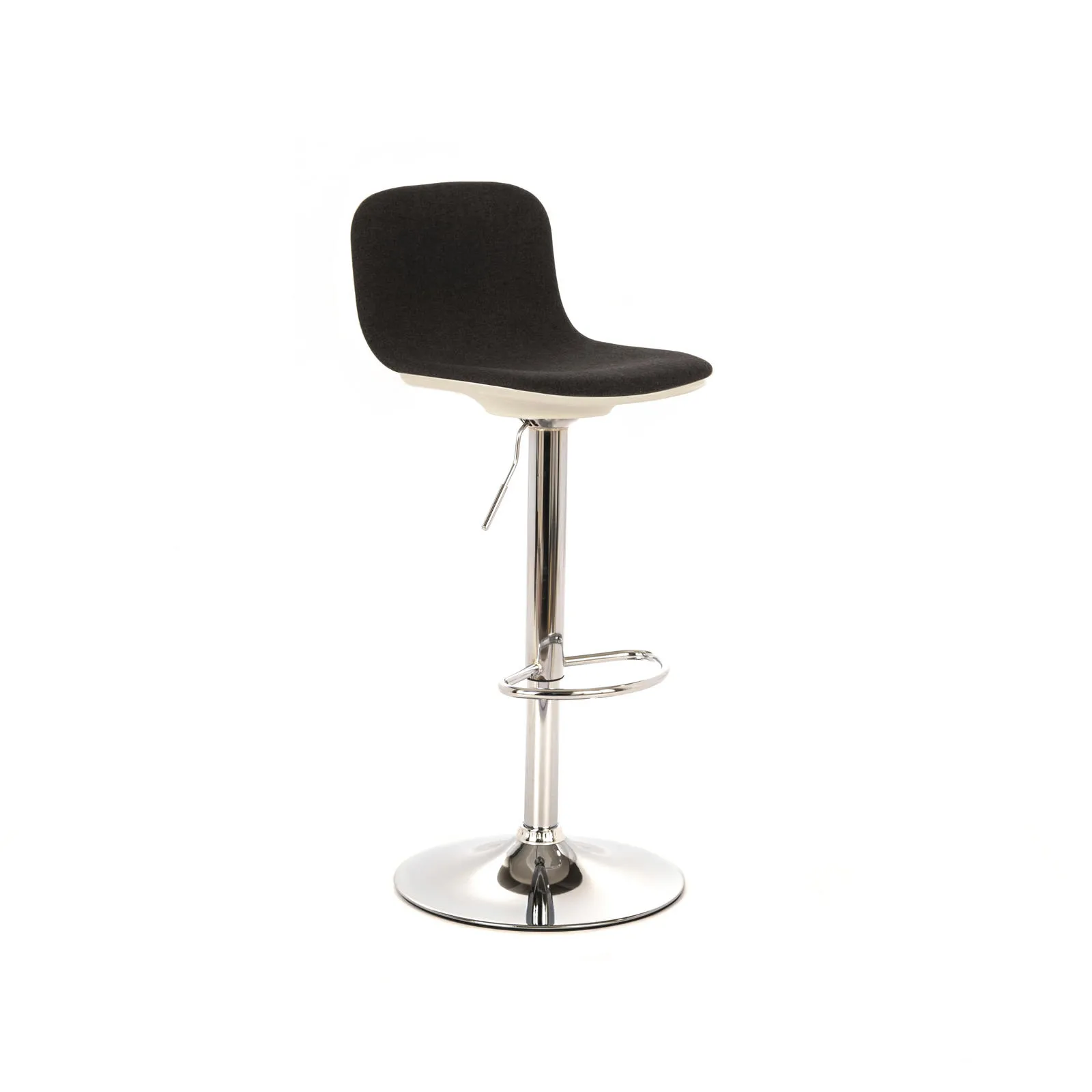 Sgabello Jimmy Stones grigio scuro con base cromata su fondo bianco