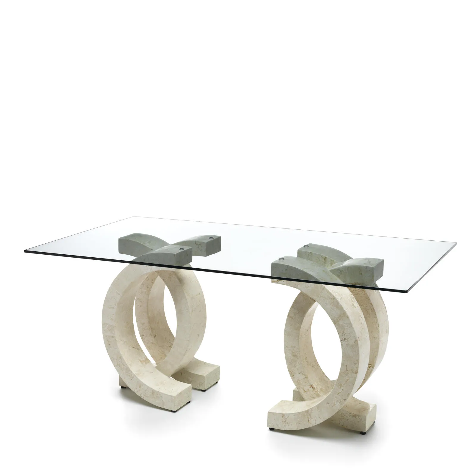 Tavolo Olimpia Stones con basi in white agata su fondo bianco