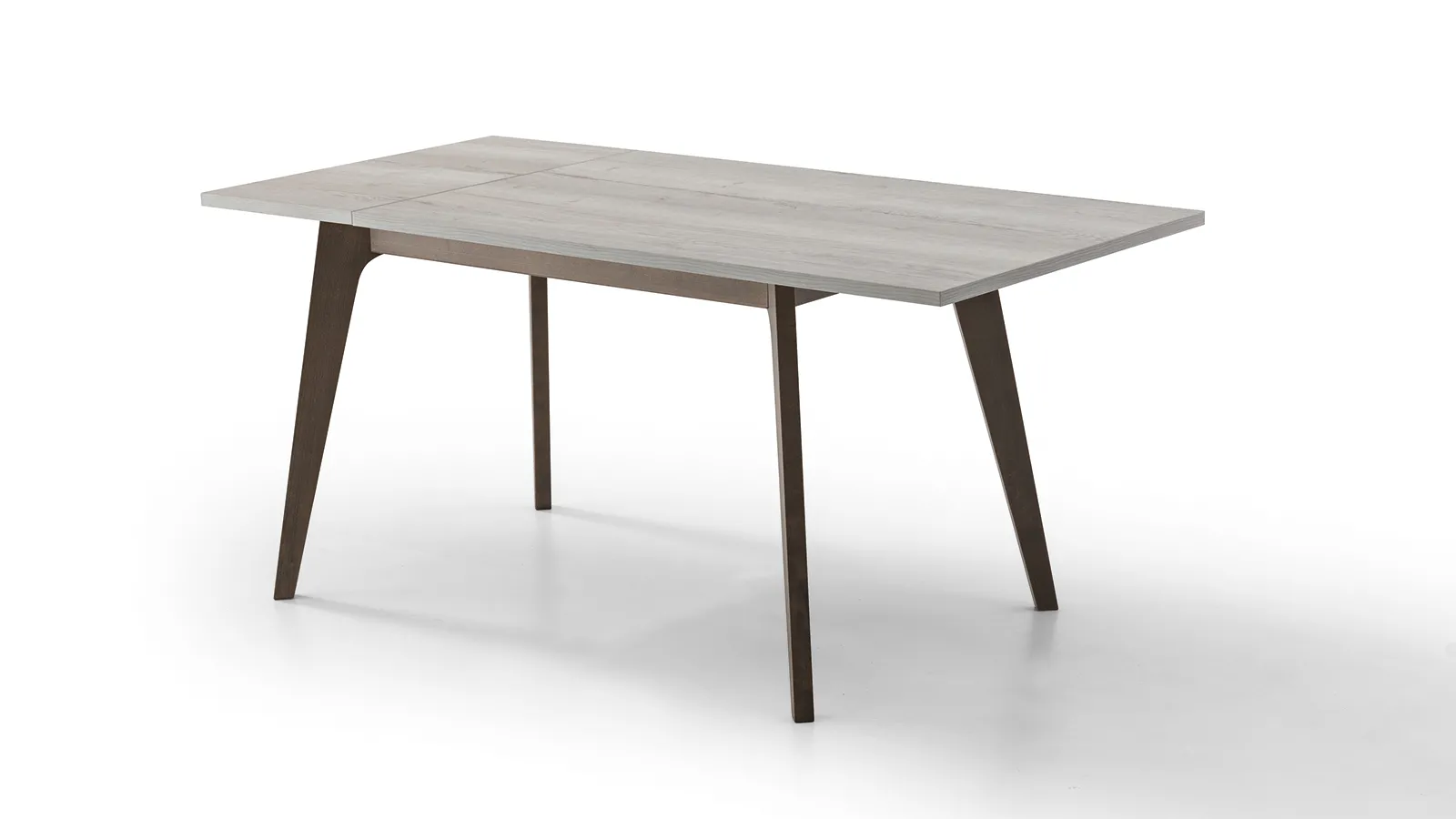 Tavolo Almeria Tecnolegno con piano chiaro e gambe in legno scuro su fondo bianco