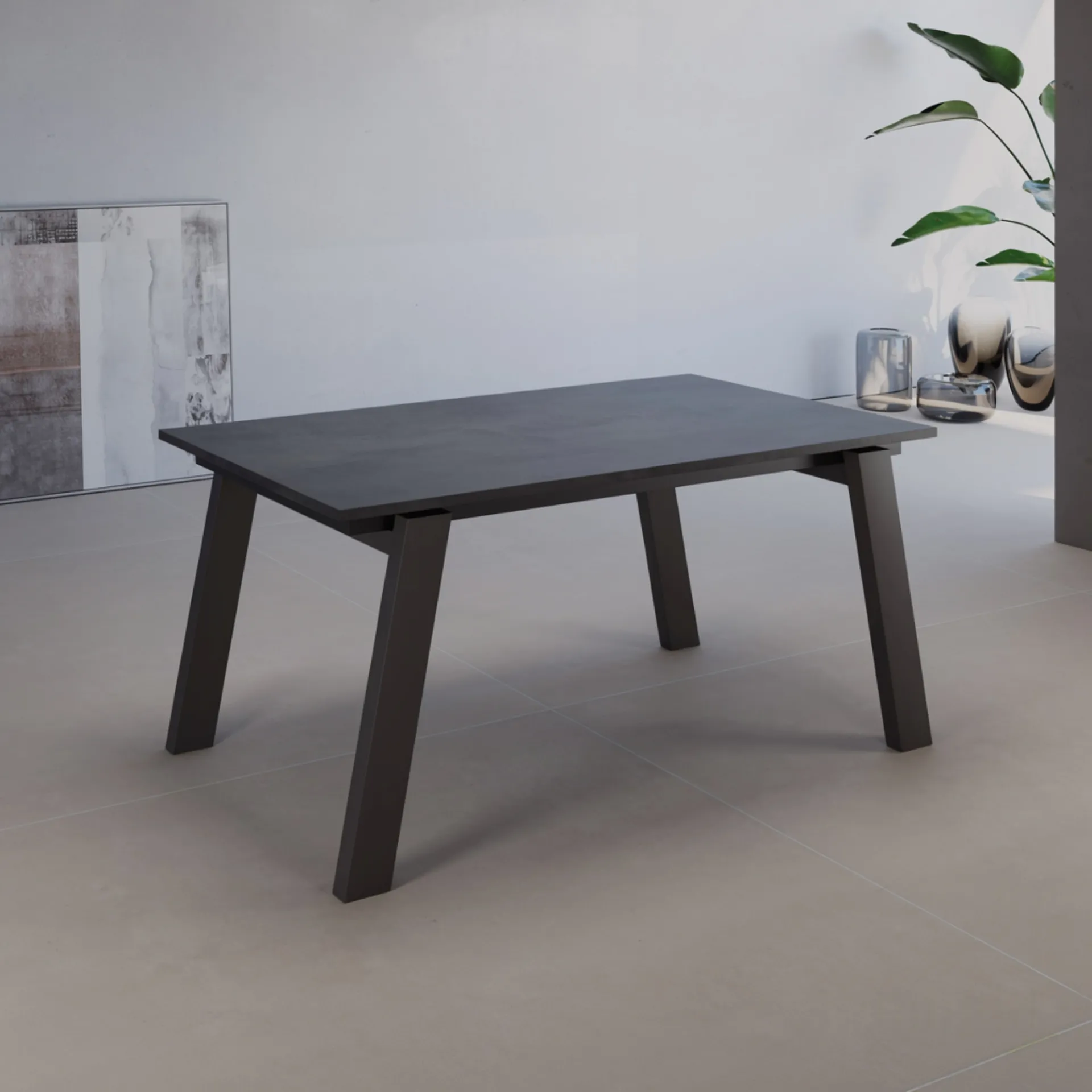 Tavolo allungabile Assen Tecnolegno antracite opaco con piano cemento antracite