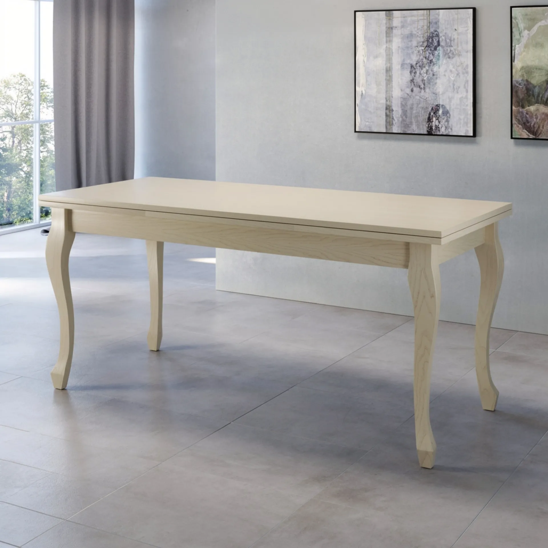 Tavolo allungabile Dublino Tecnolegno laccato sabbia con gambe sciabolate