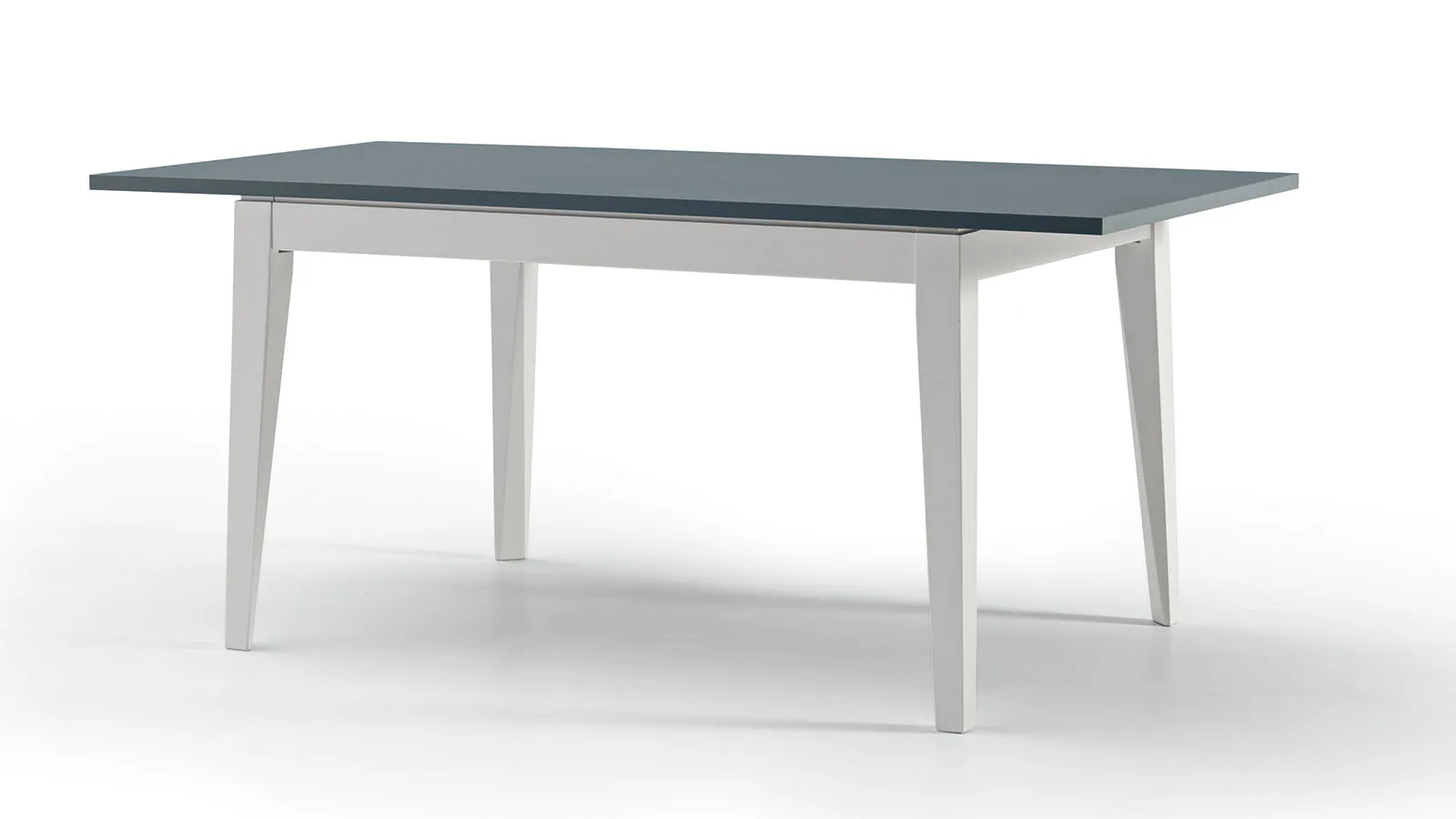 Tavolo Ginevra Tecnolegno con piano grigio e gambe bianche su fondo bianco