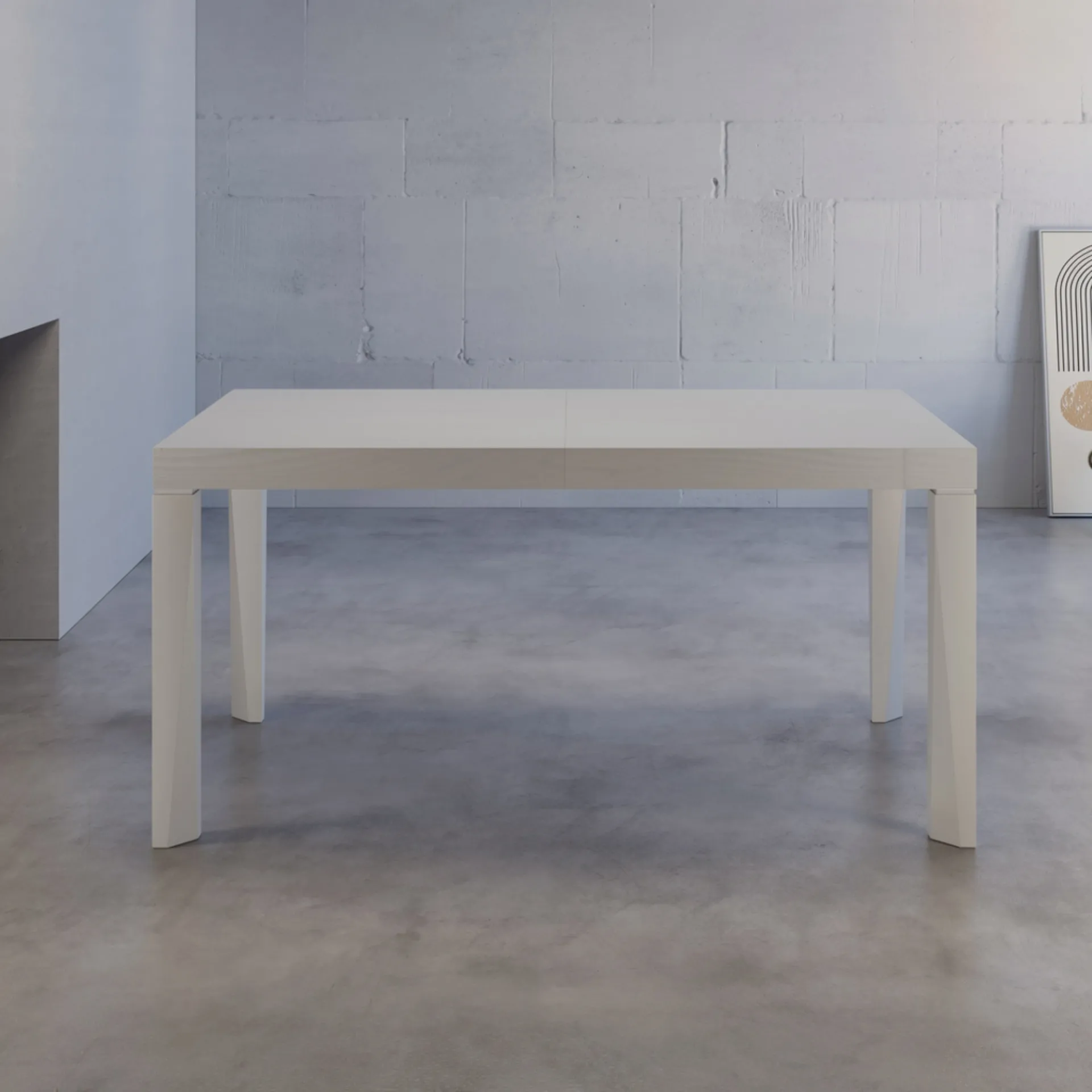 Tavolo allungabile Milano Tecnolegno laccato bianco in un ambiente grigio chiaro