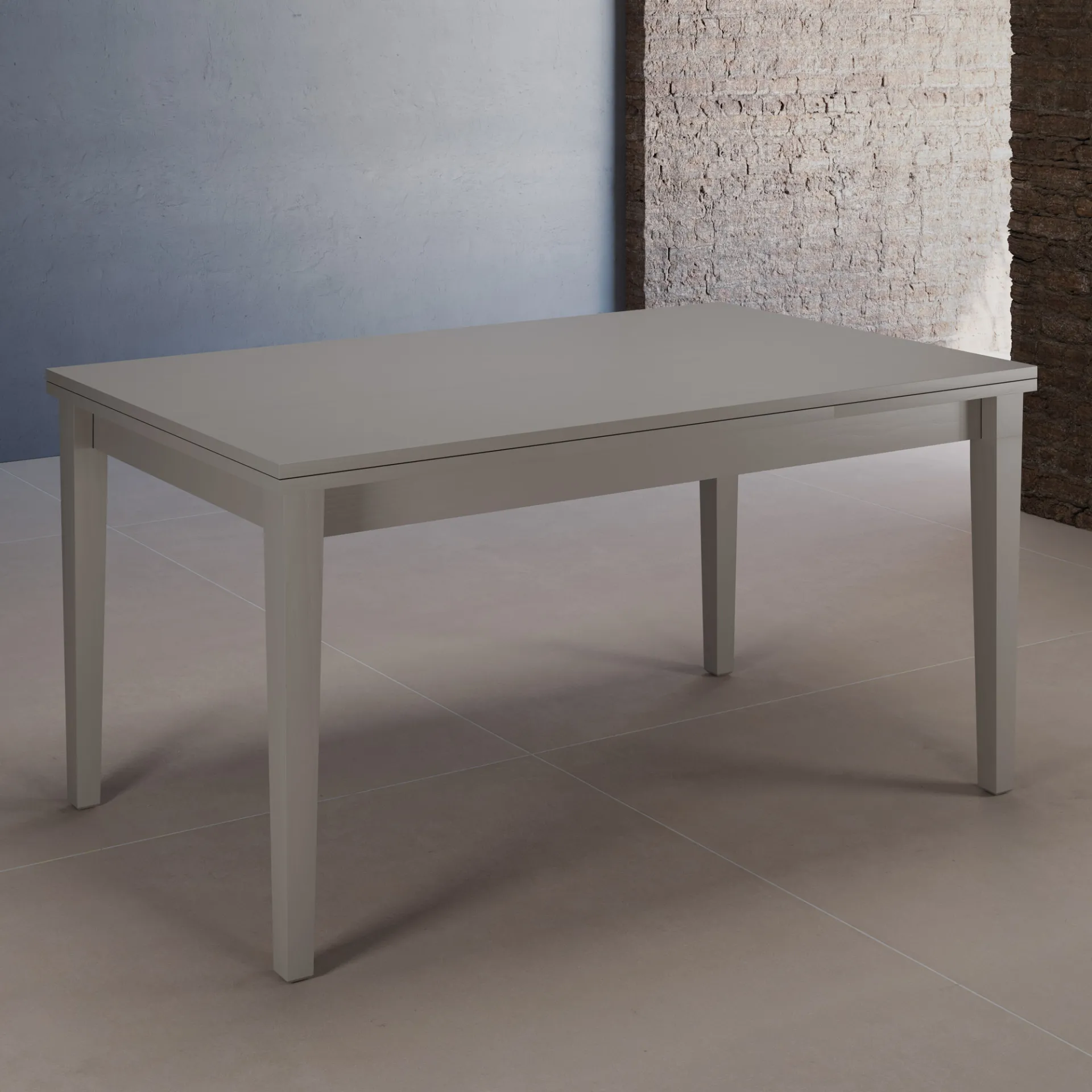 Tavolo allungabile Murano Tecnolegno laccato grigio tortora con gambe affusolate