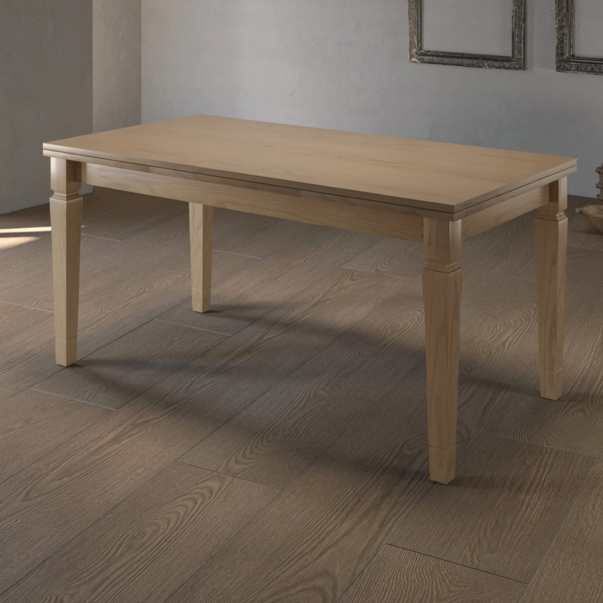 Tavolo allungabile Murgia Tecnolegno in frassino naturale con gambe squadrate lavorate